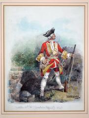 Musketeer 28th Foot (Gloucestershire Regiment) 1746, aquarelle sur papier