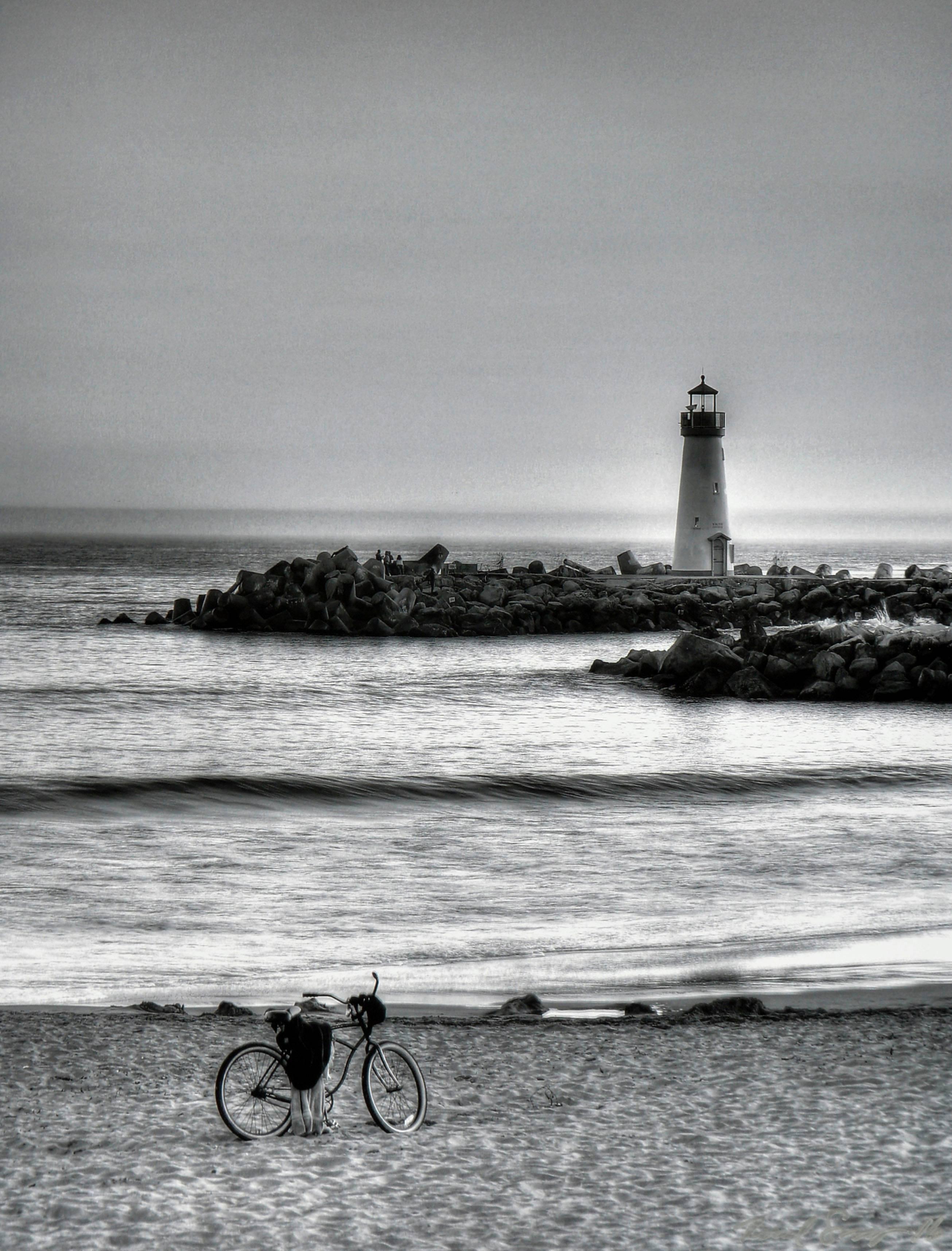 beach landscape black and white