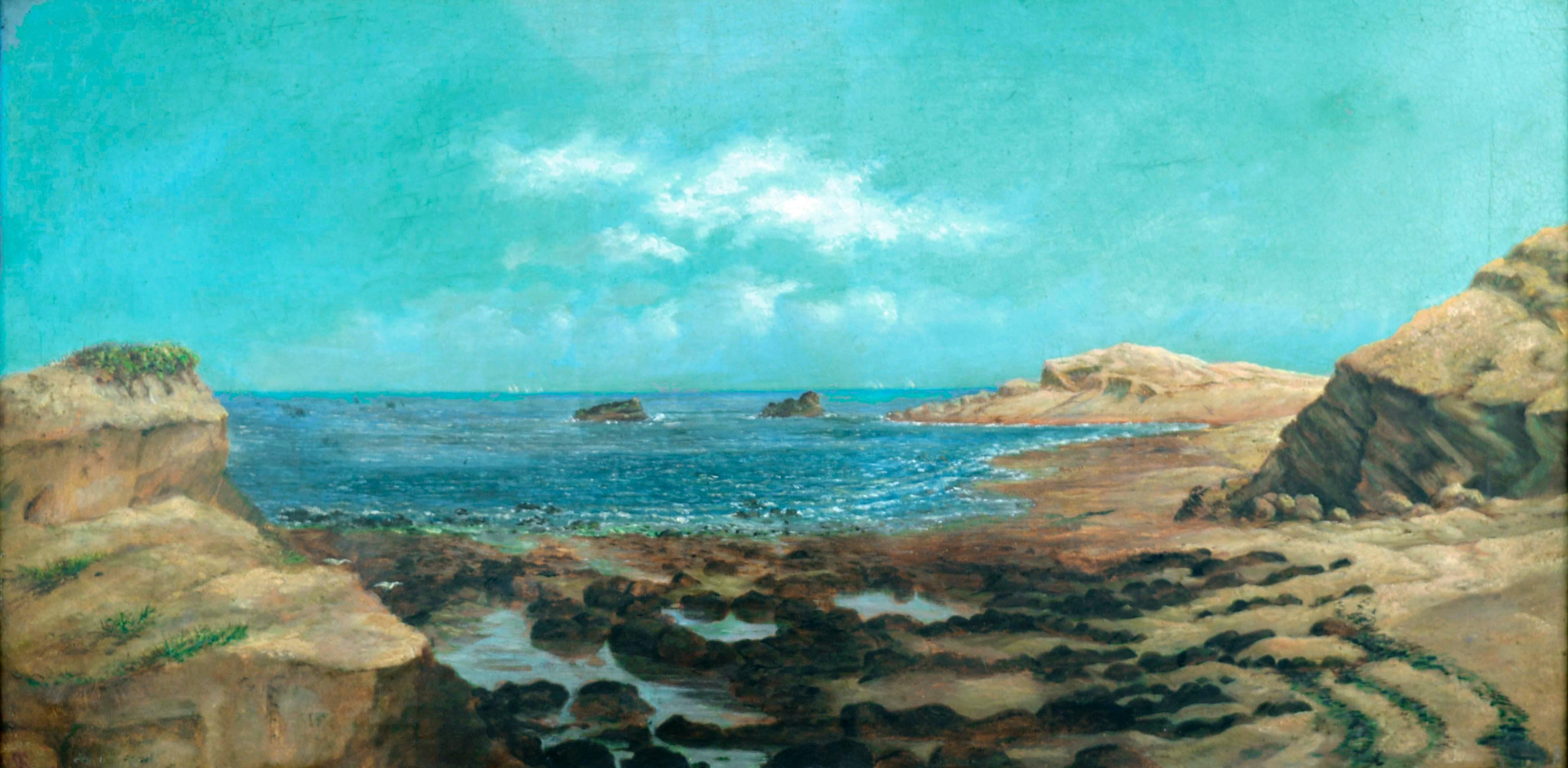 Northern California Tidal Pools - Late 19th Century Seascape - Painting by Frederick Schafer