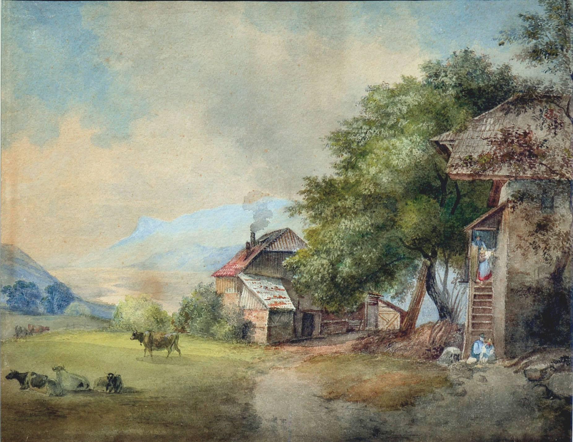 Paysage de scne de ferme suisse de la fin du XIXe sicle - Impressionnisme Art par Unknown