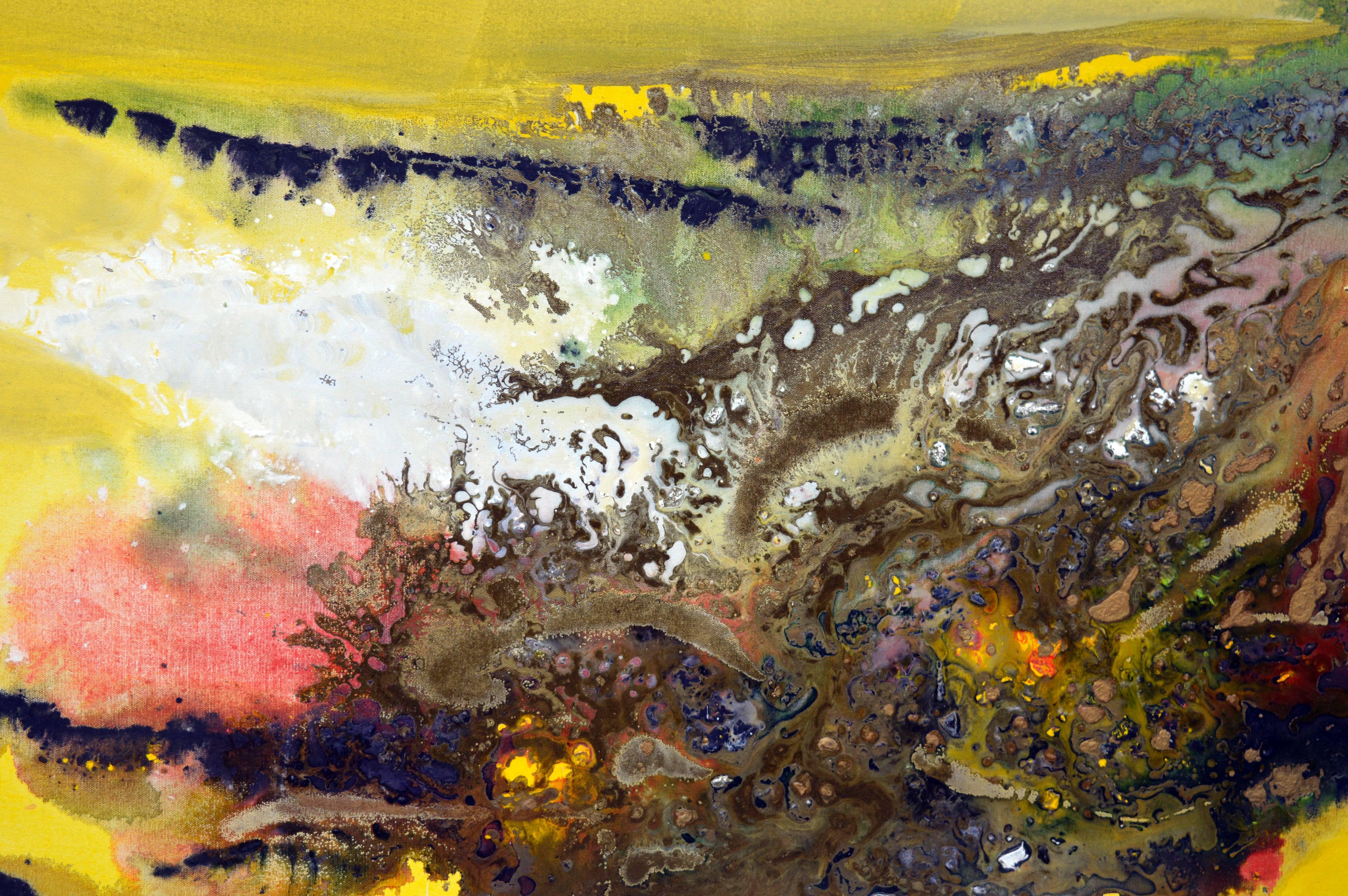 Paysage abstrait de coucher de soleil Sausalito - Expressionnisme abstrait Painting par Pat Christian