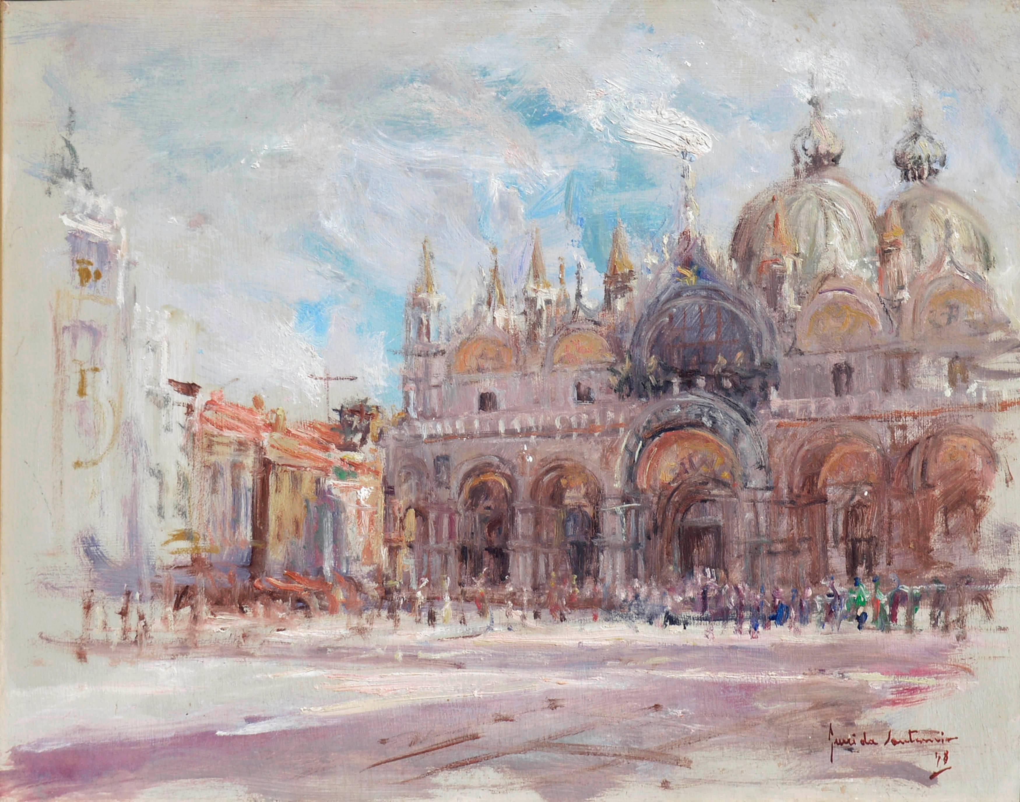 Early 20th Century St. Mark's Basilica Landscape  - Painting by Unknown