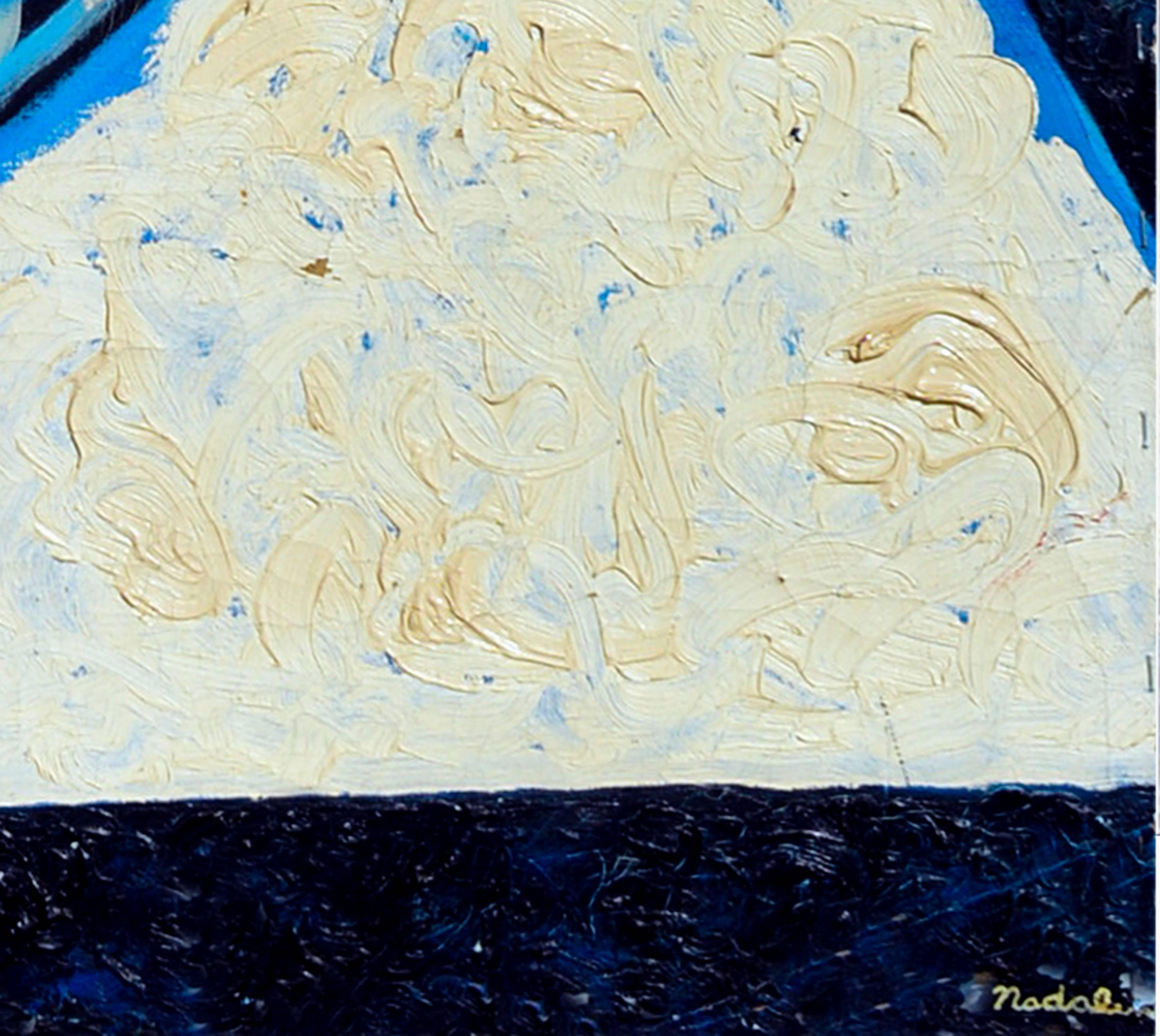 Grande taille abstraite jaune et bleue du milieu du siècle dernier en vente 2