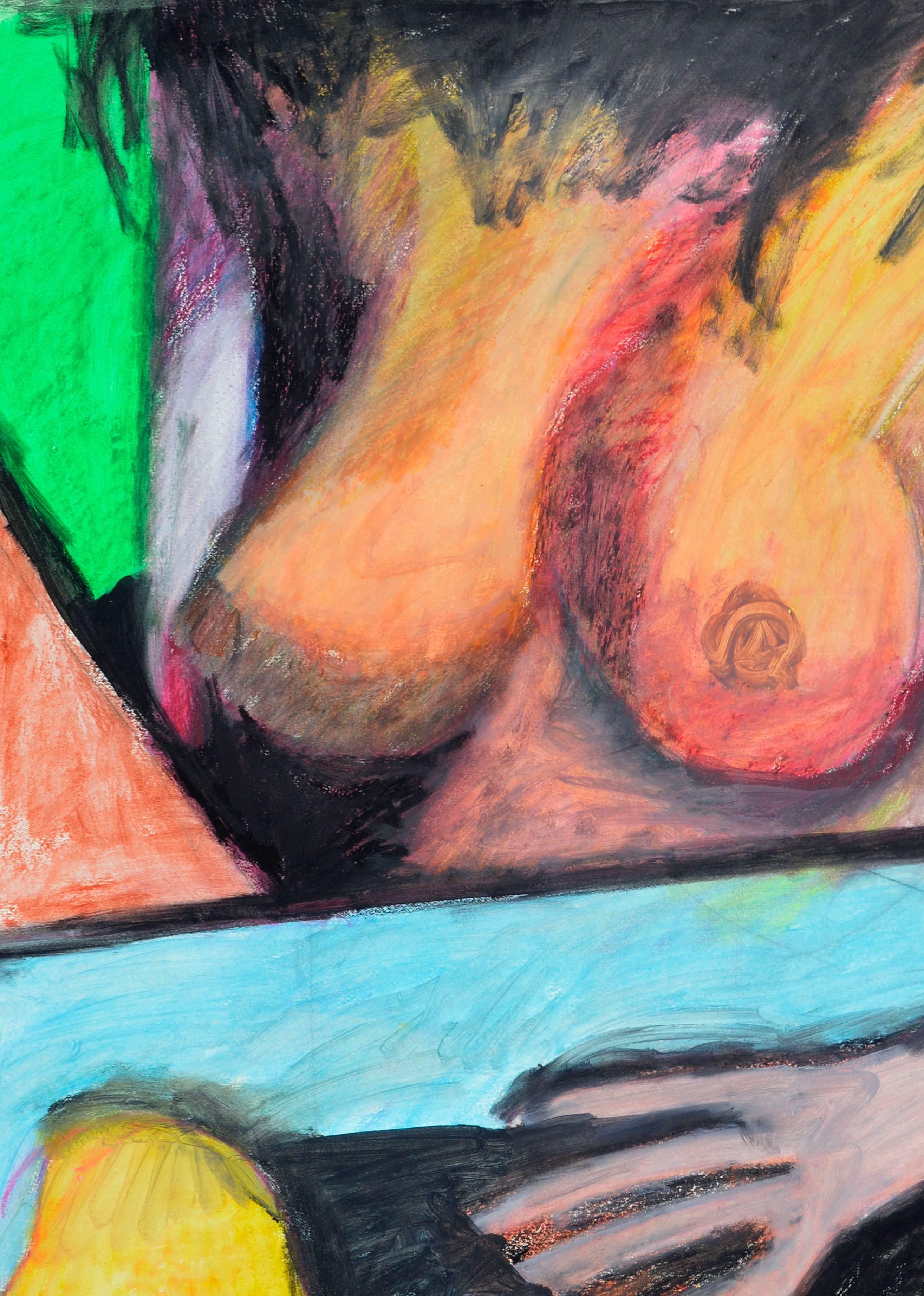Akt am Strand – Abstrakt-Figurative  (Abstrakter Expressionismus), Painting, von Michael William Eggleston