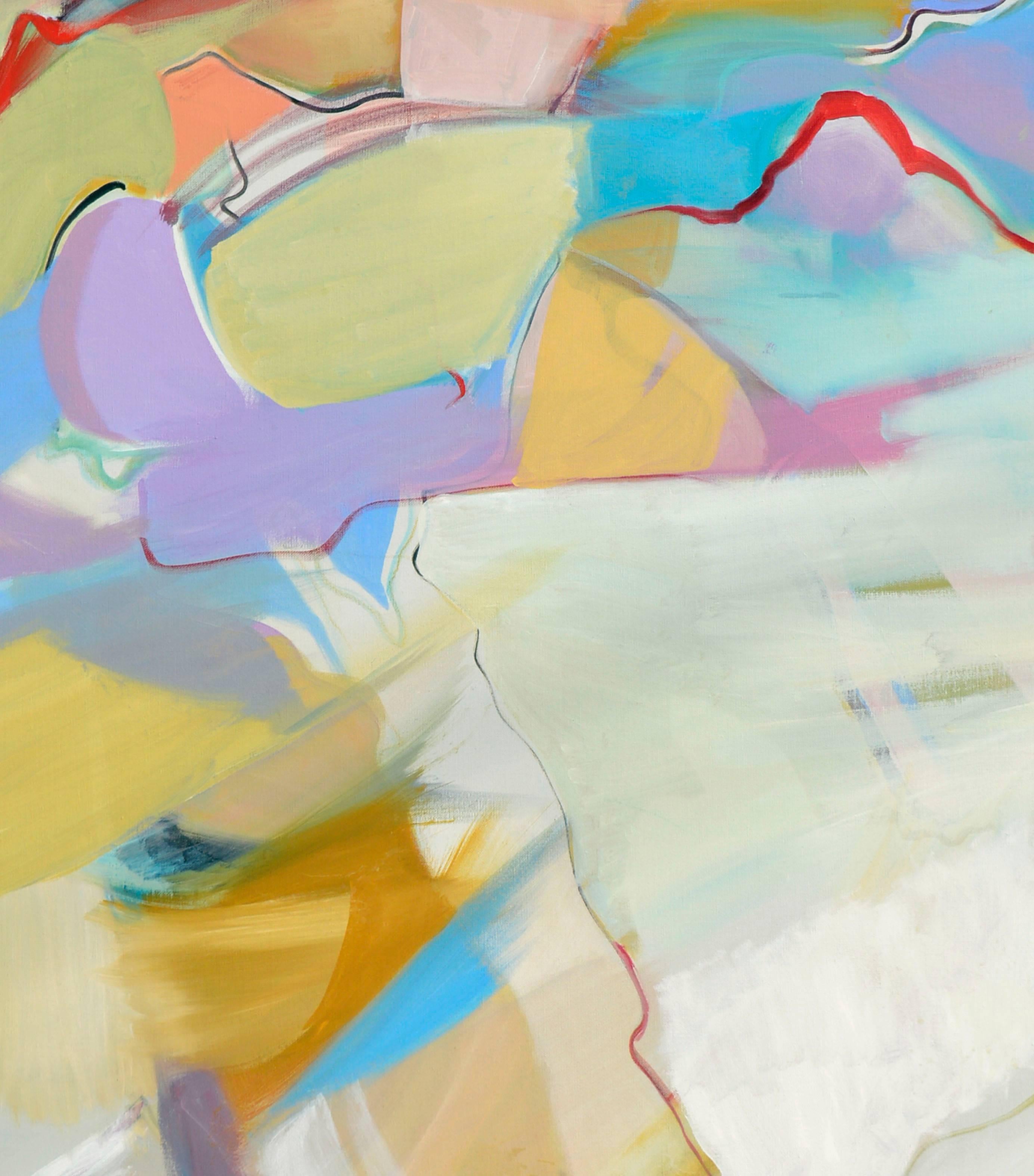 Pastel-Toned Abstract - Beige Abstract Painting by Marie Sarni