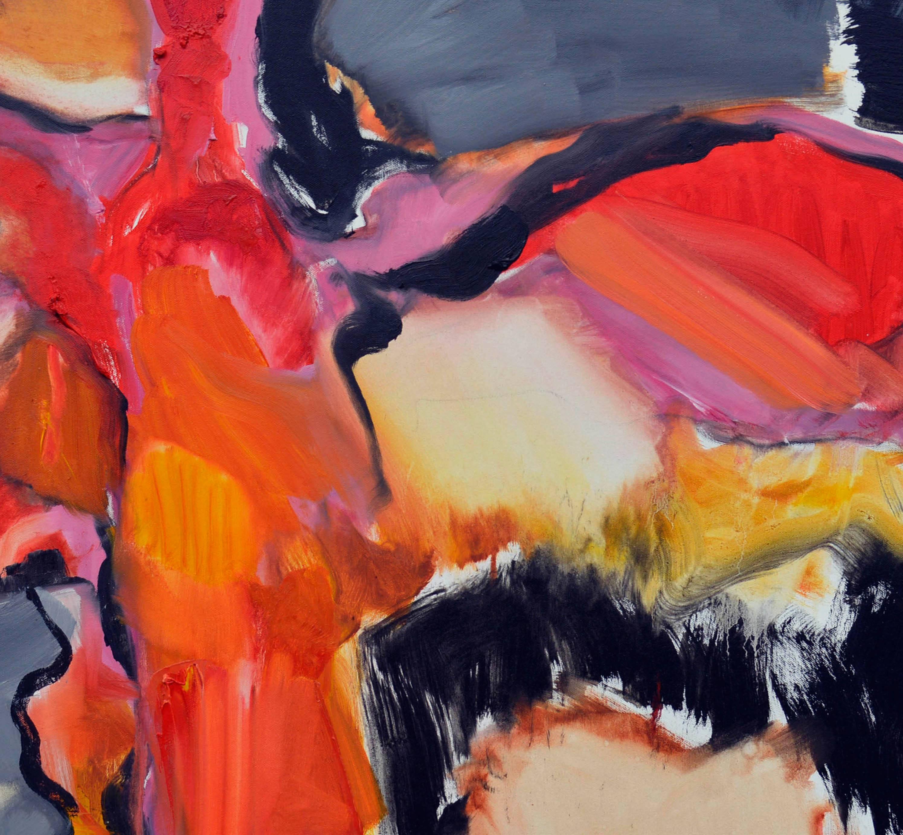 Sunset Glow - Orange Abstract Painting by Marie Sarni