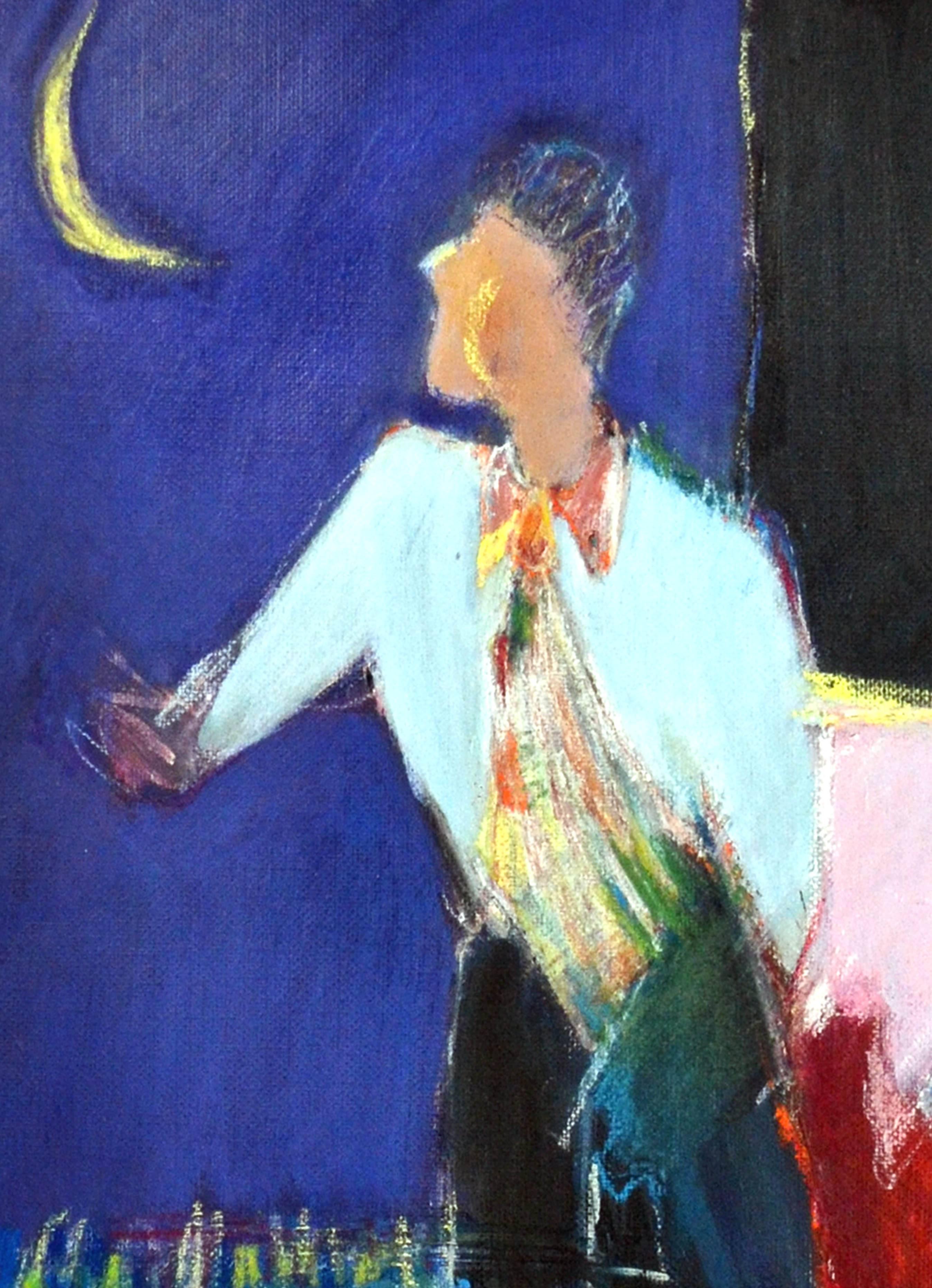 Man With Moon - Figurative Abstract  - American Modern Painting by J Gold