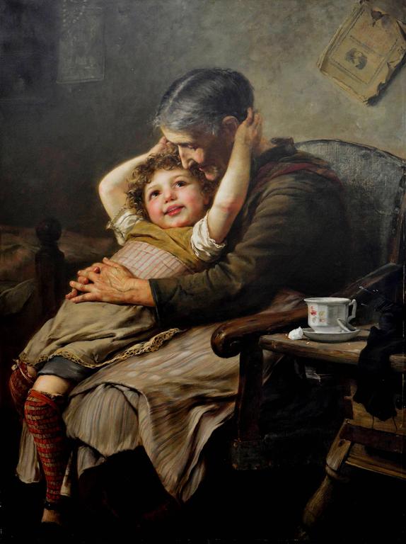 Paul Hermann Wagner A Grandmother's Love, 1888, Painting For Sale at