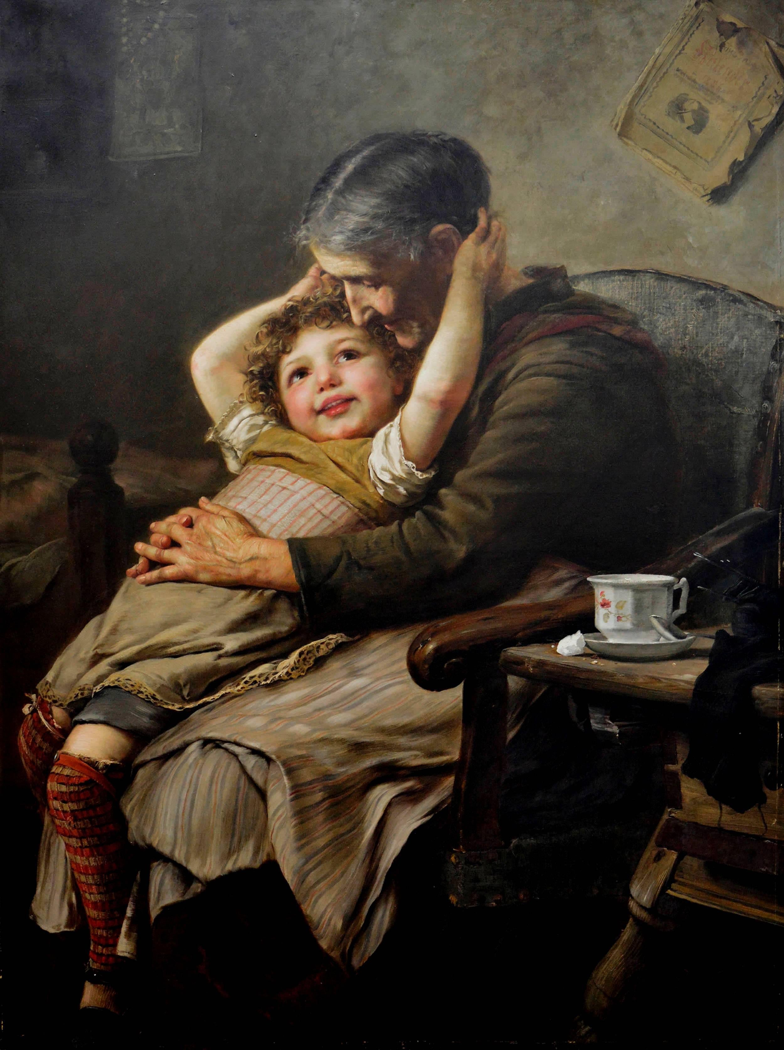 A Grandmother's Love, 1888 by Paul Wagner - Painting by Paul Hermann Wagner