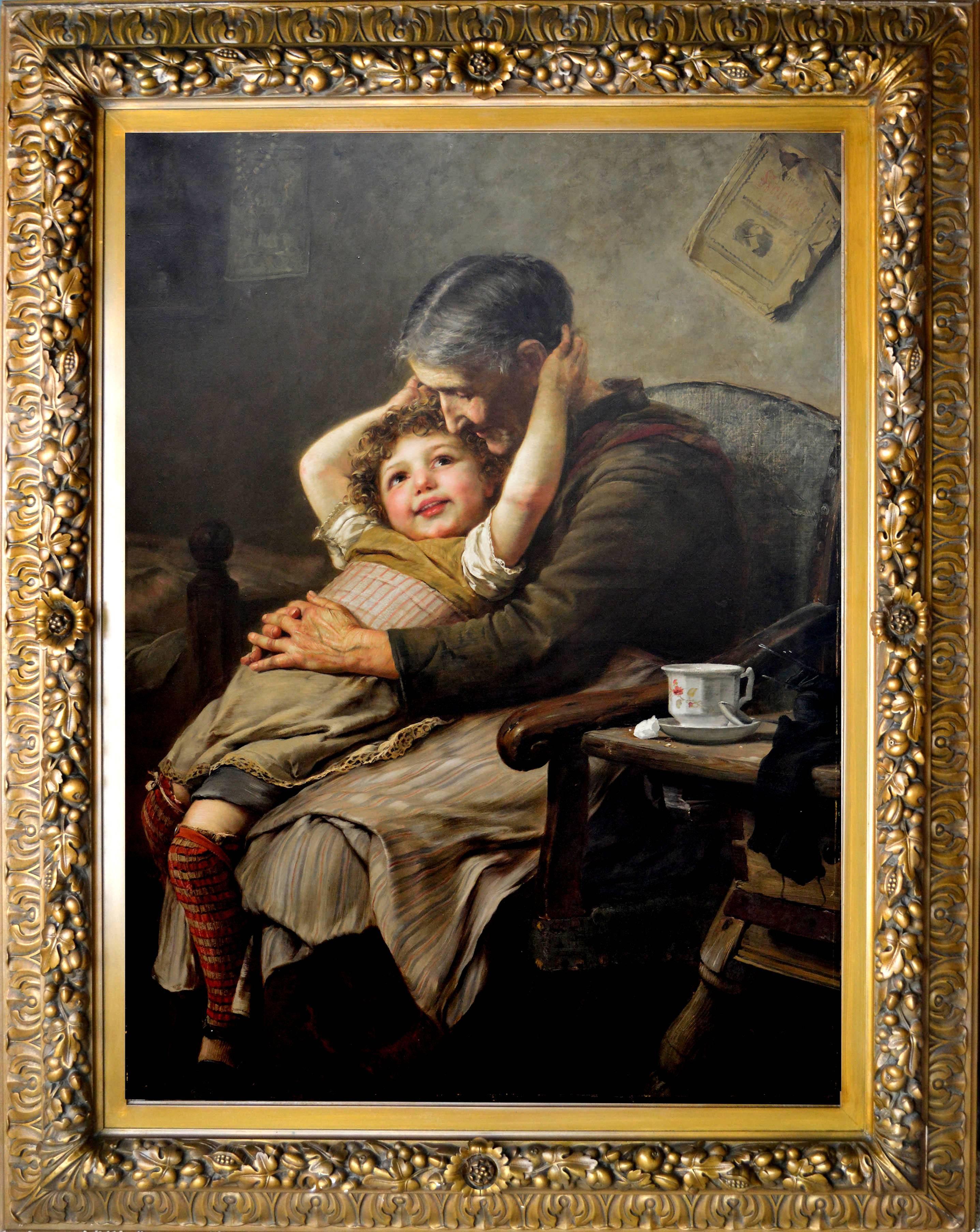 Paul Hermann Wagner Figurative Painting - A Grandmother's Love, 1888 by Paul Wagner