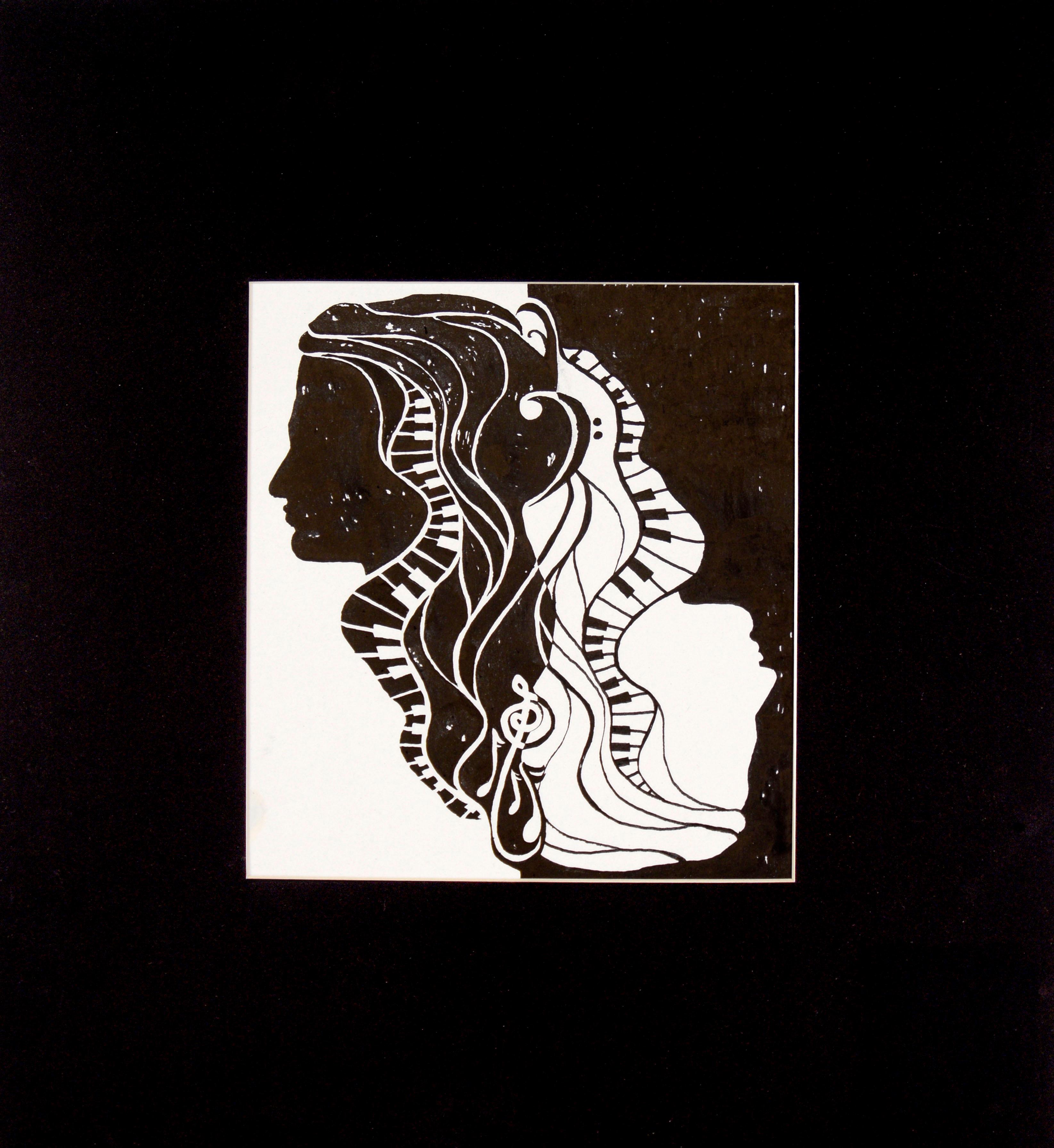 Angela Stone Figurative Art - "It Flows Through Her" - Original Ink on Paper