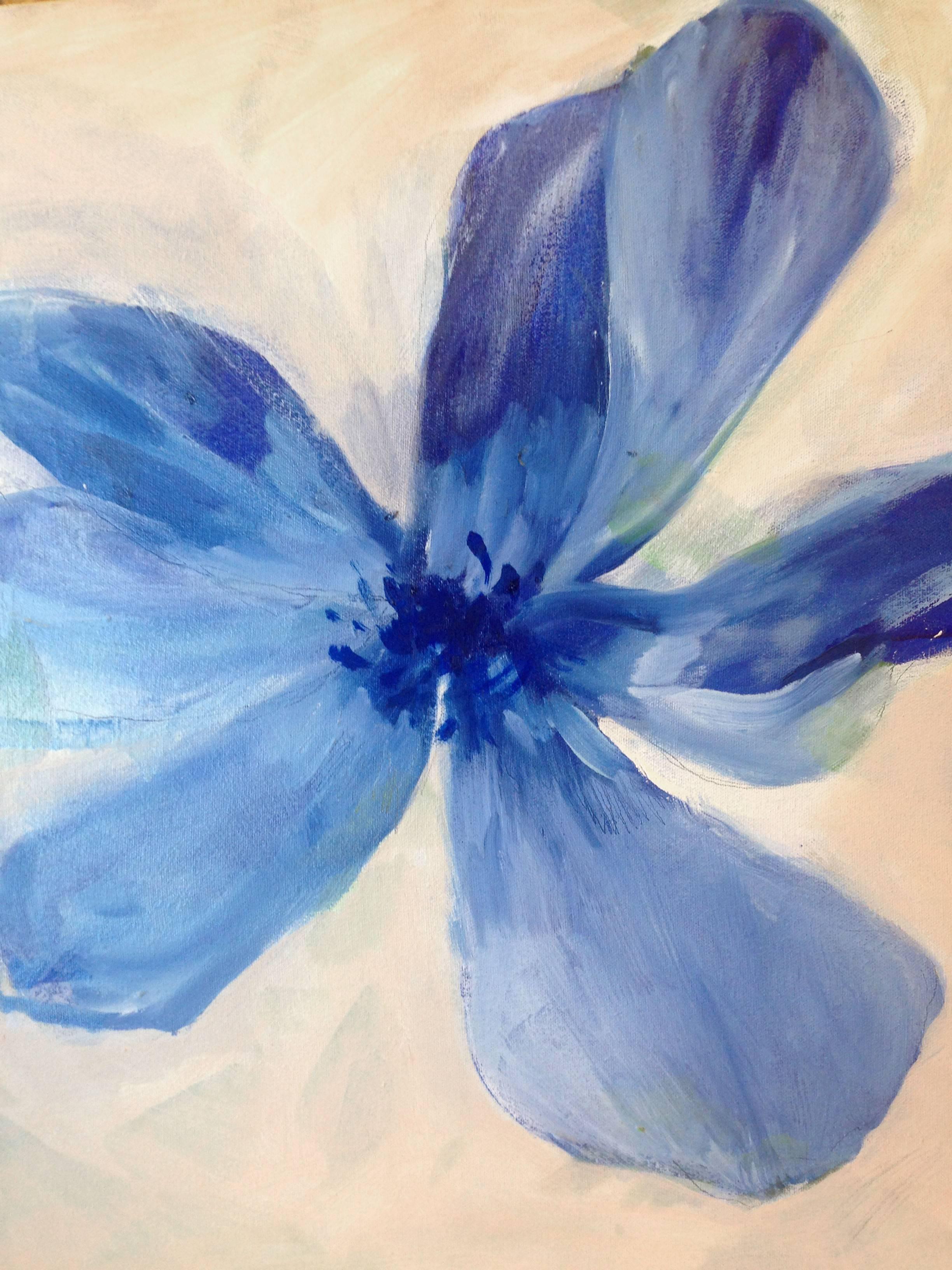 Blue Flower Zen - Painting by Noriko Ishigami