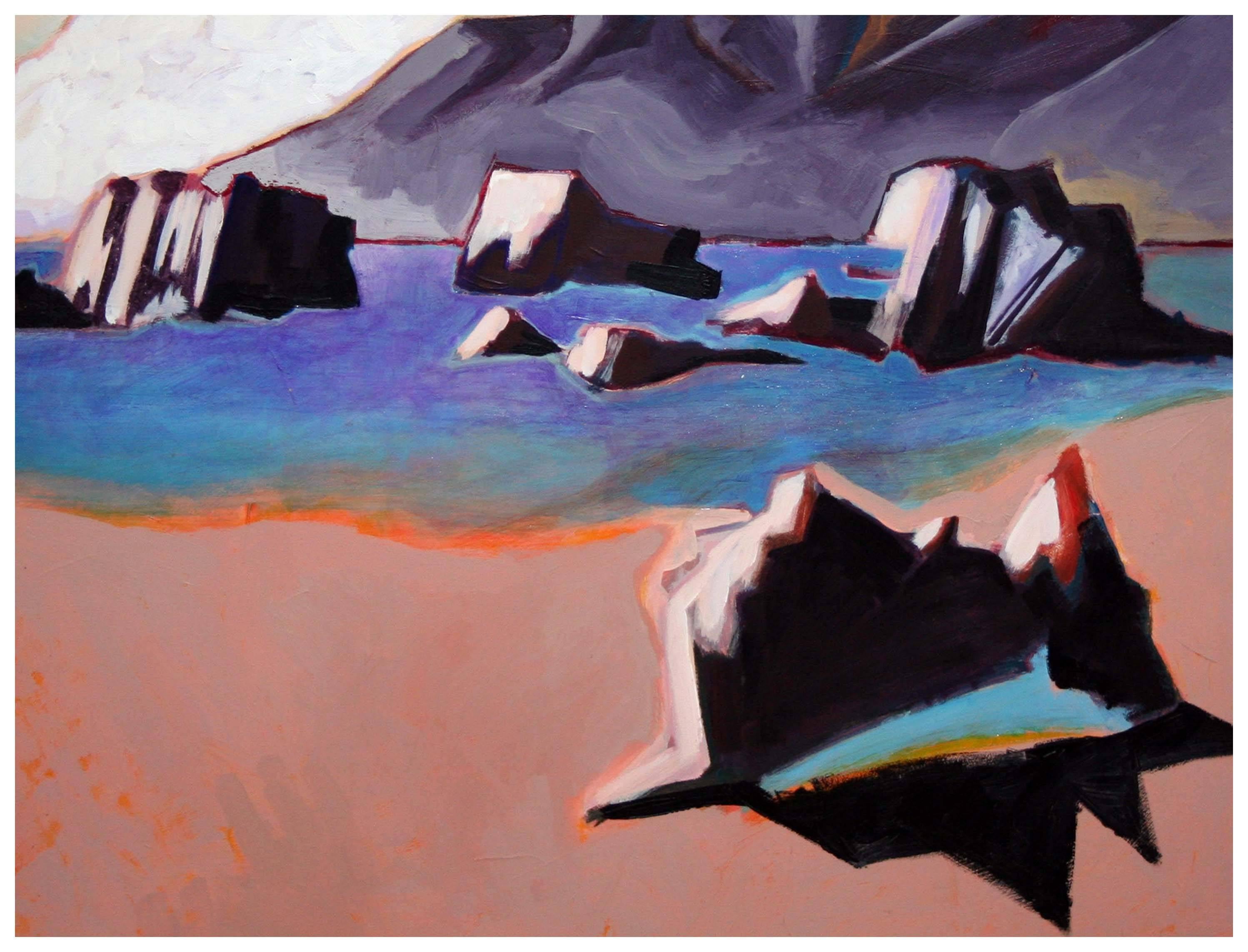 Mono Lake, Modern Contemporary Abstracted Landscape - Painting by Michael Eggleston
