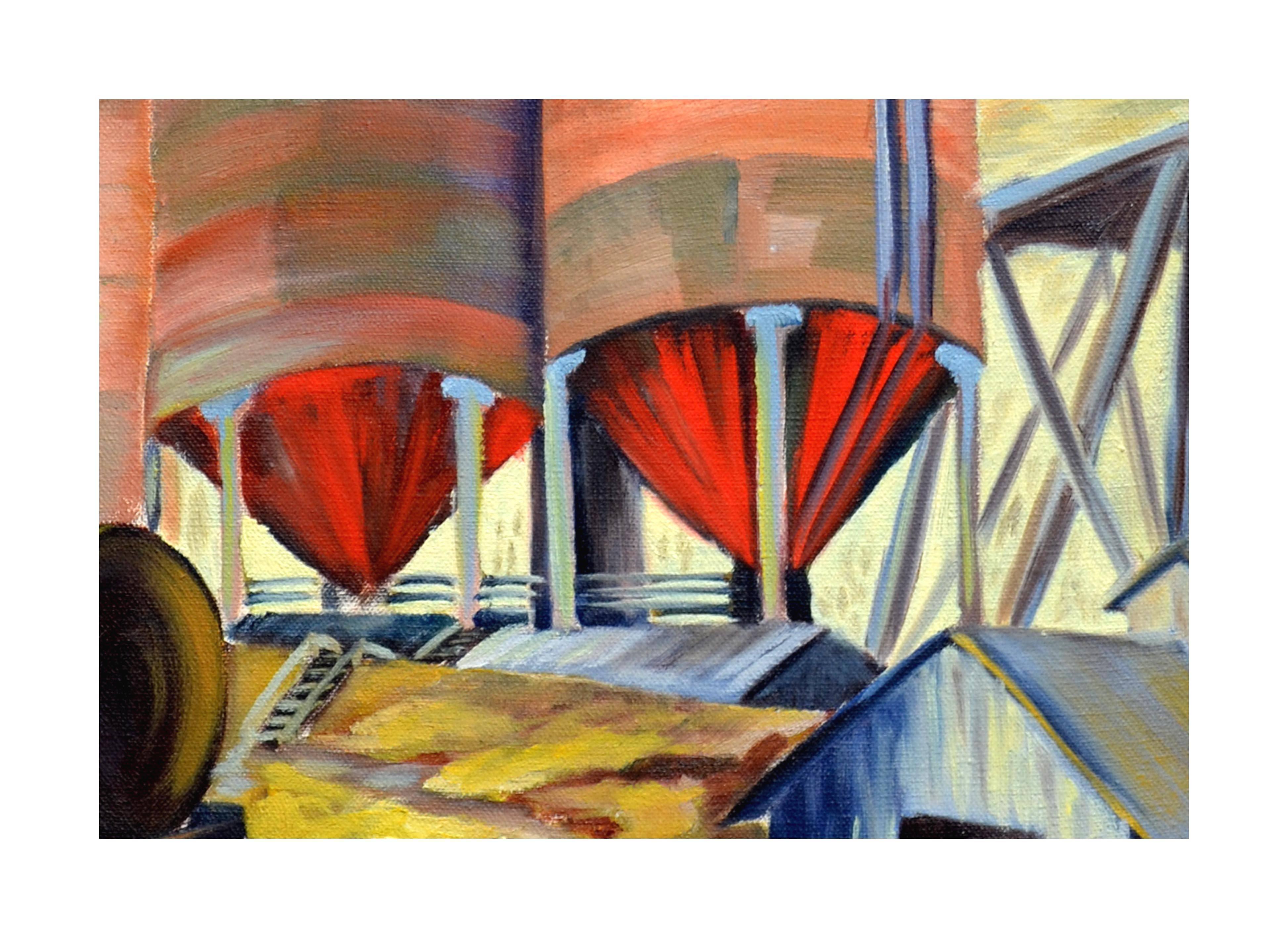 Escena industrial de mediados de siglo - Painting de Vivian Kidwell
