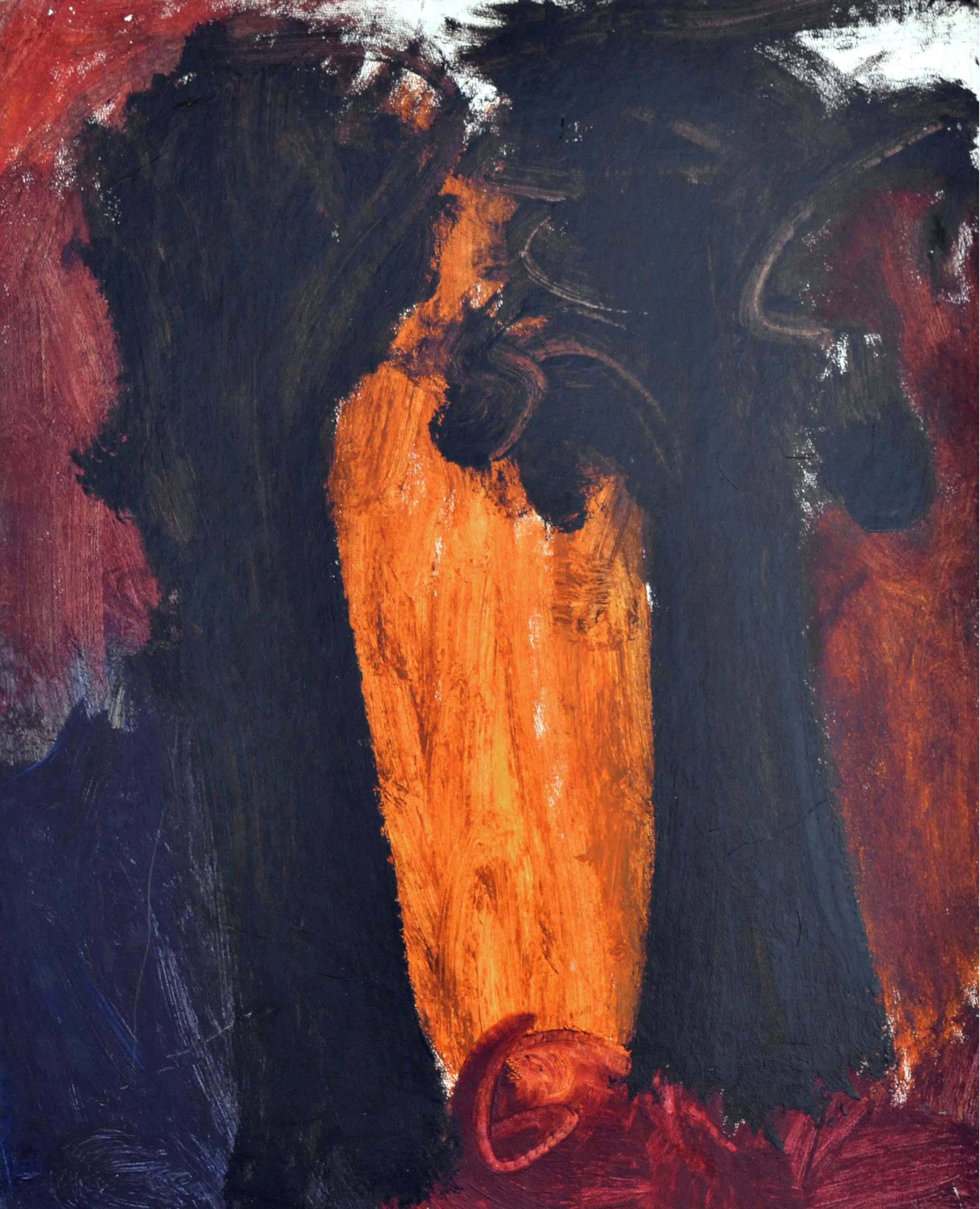 Expression abstraite noire - Expressionnisme abstrait Painting par Julius Wasserstein