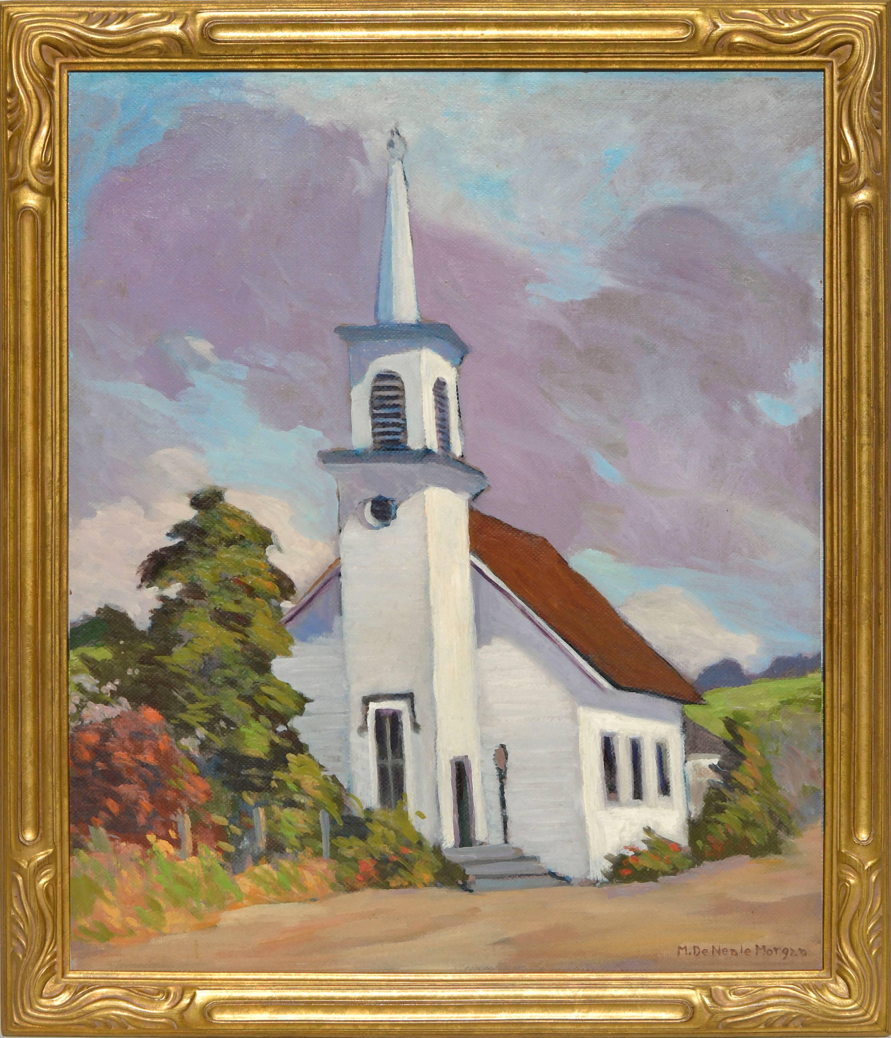 Mary DeNeale Morgan Landscape Painting - 1920 Historical Church of Soquel, California Landscape
