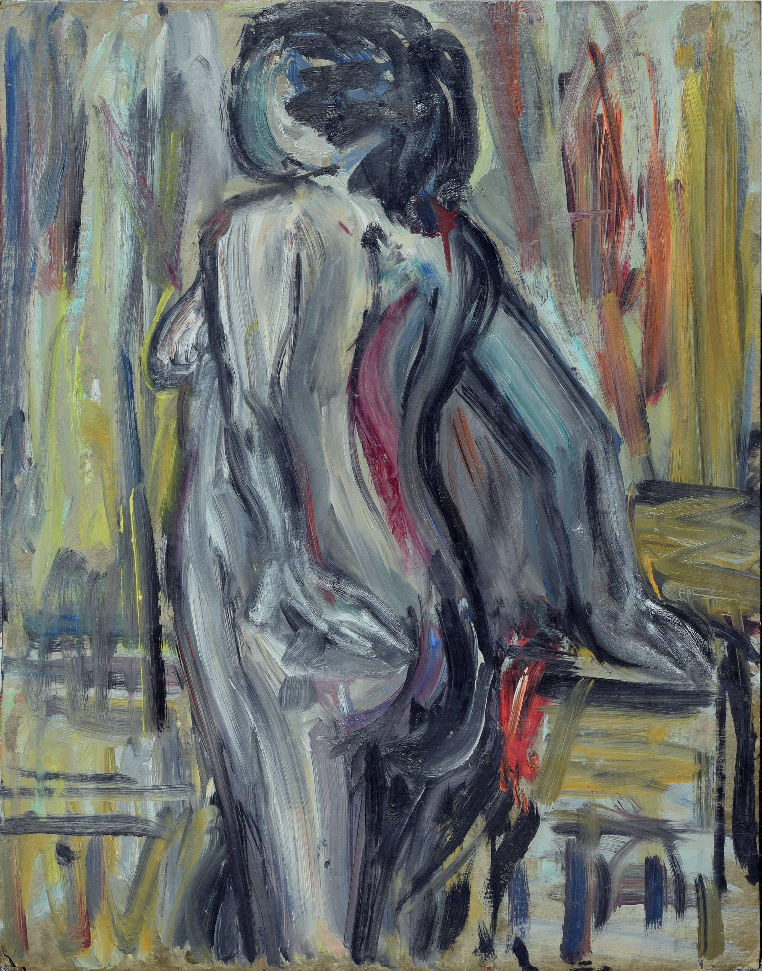 Mid Century Bay Area Figurative Movement Nude Study - Painting by Honora Berg