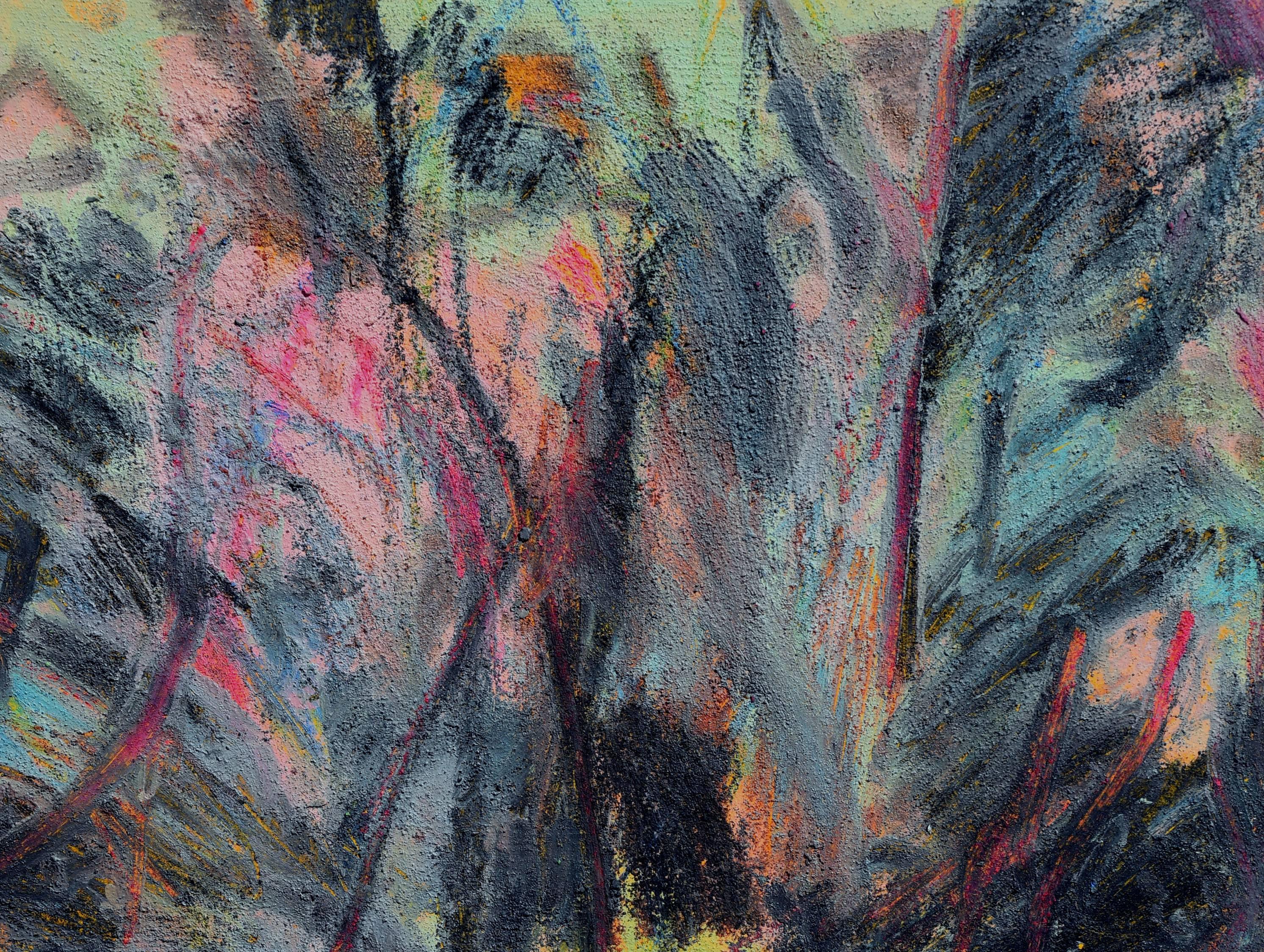 Abstract Expressionist French Woods - Abstract with Pink, Black, & Blue  - Painting by Eric Hoffman