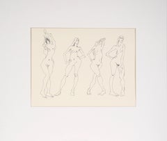 Four Poses - Original Figurative Nude Study Sketch on Paper