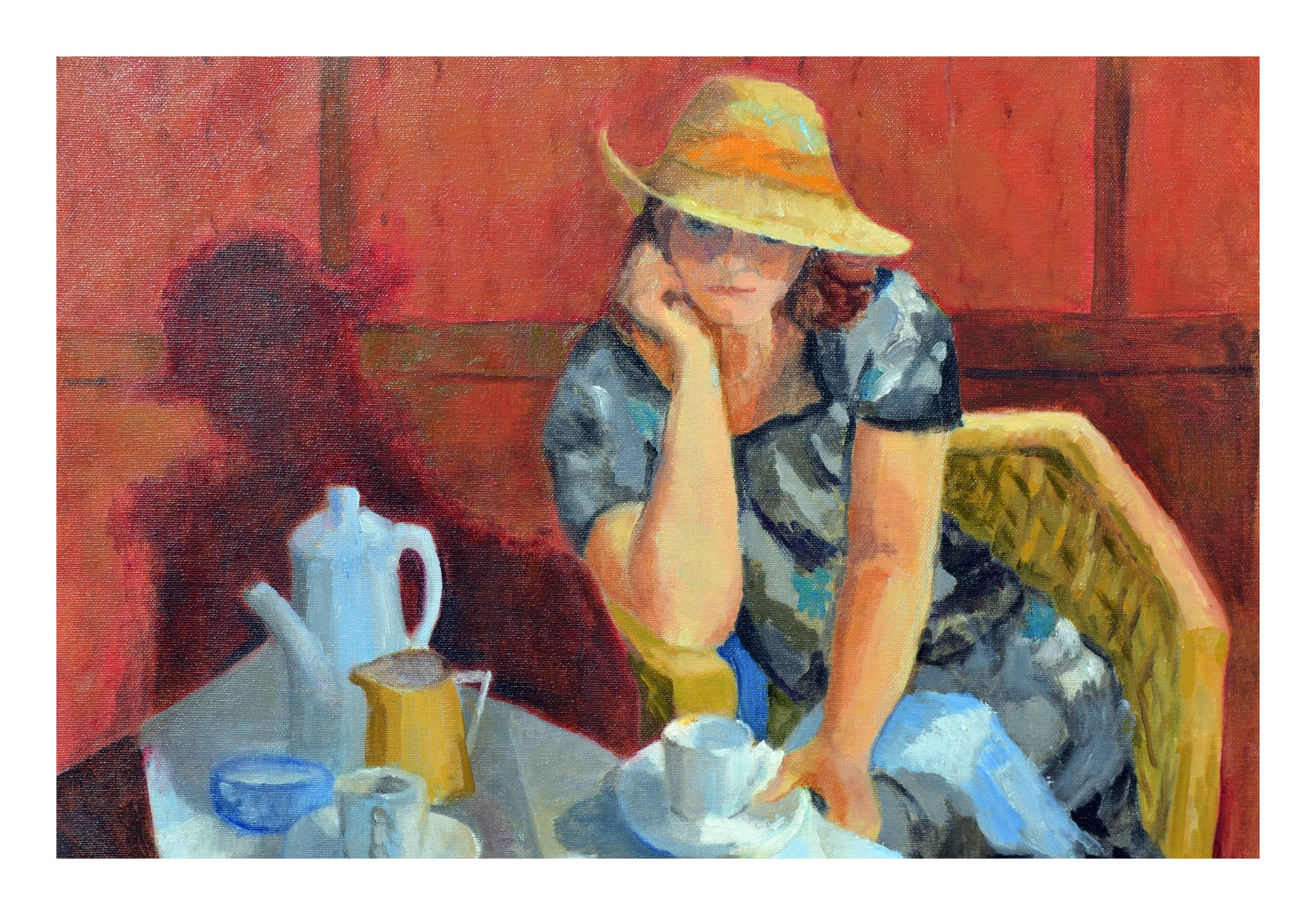 Tea with Friend, Waiting - Painting by Patricia Gillfillan