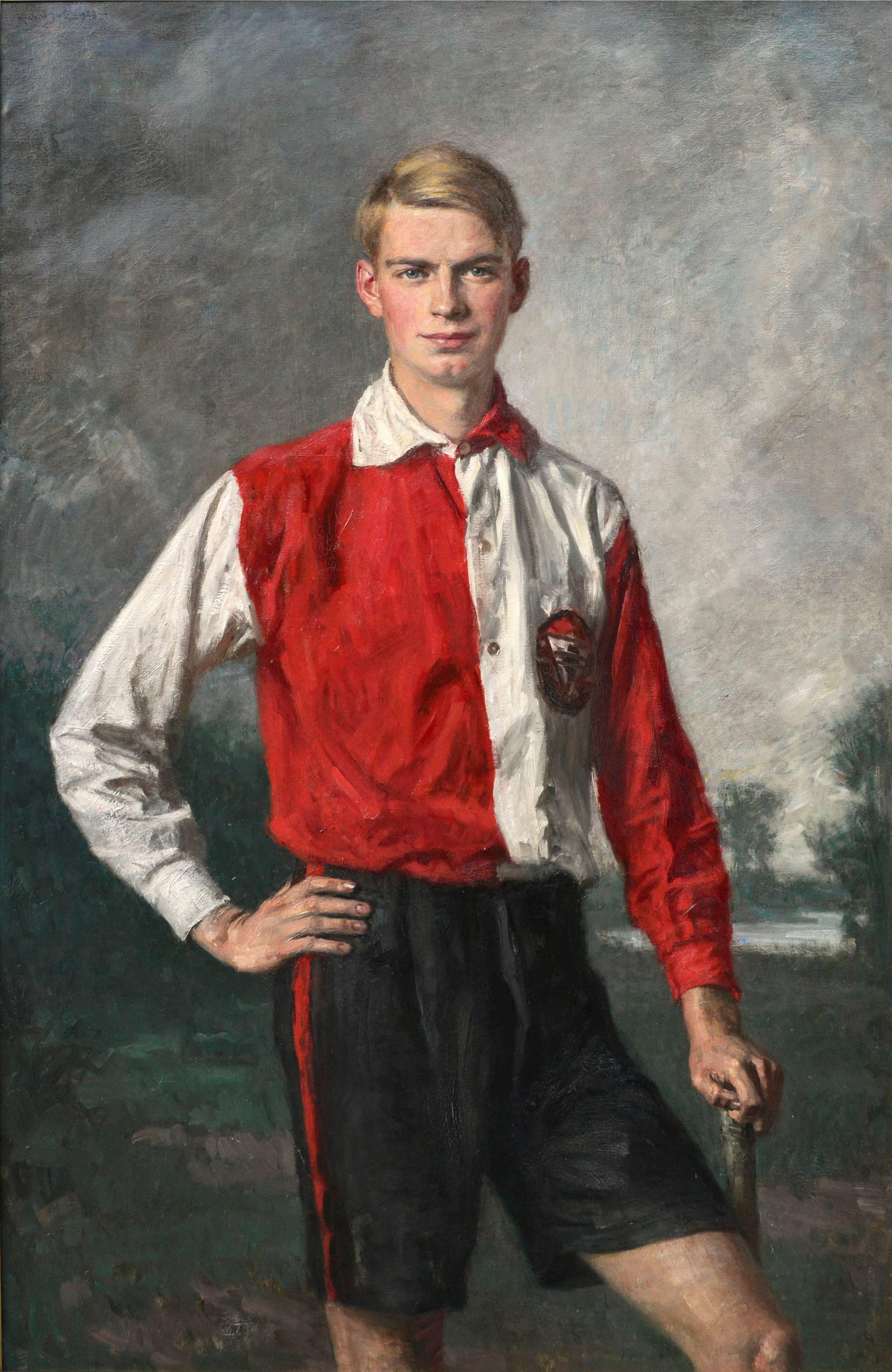 Field Hockey Fullback Netherlands Olympic Team 1928 - Painting by Richard Scholtz