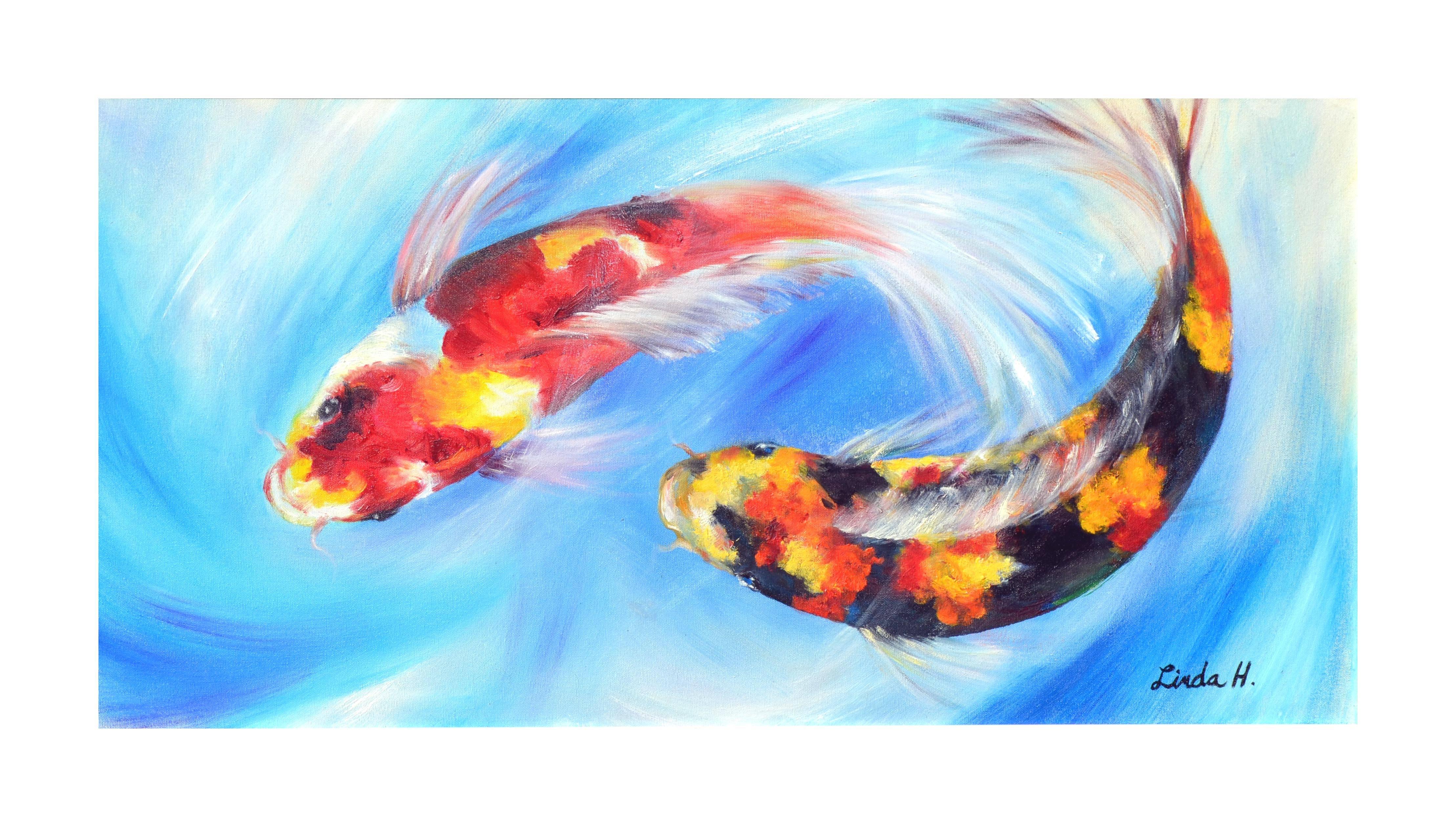 Two Koi - Painting by Unknown