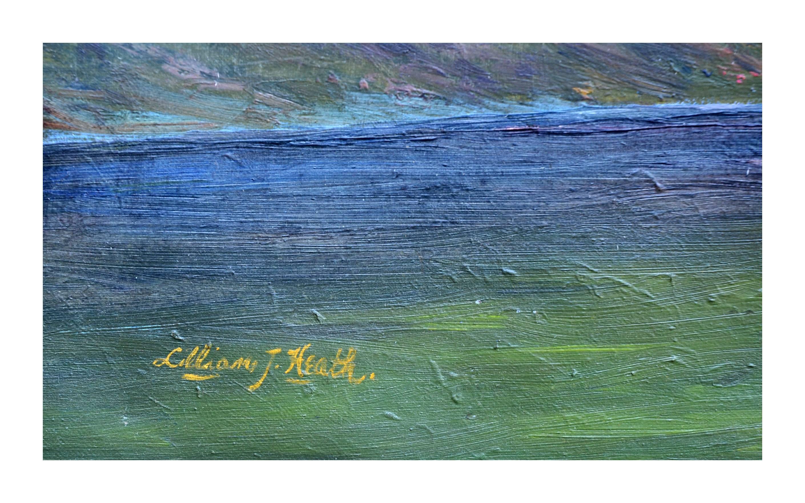Paysage de lac de montagne Sierra du milieu du siècle - Impressionnisme américain Painting par Lillian Jackson Heath