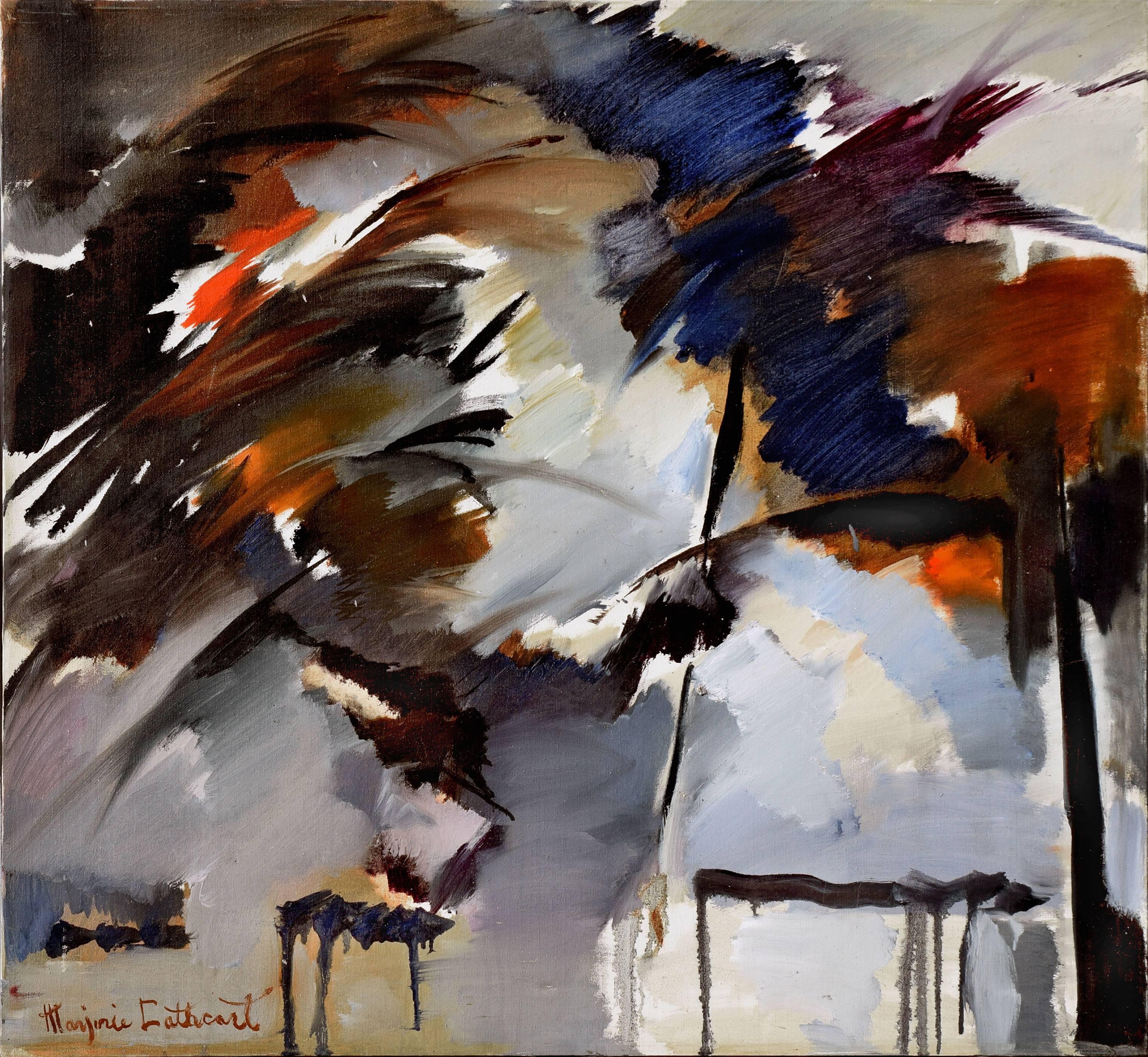 Marjorie Cathcart Abstract Painting - Mid Century Storm Warnings Berkeley School Abstract Expressionist