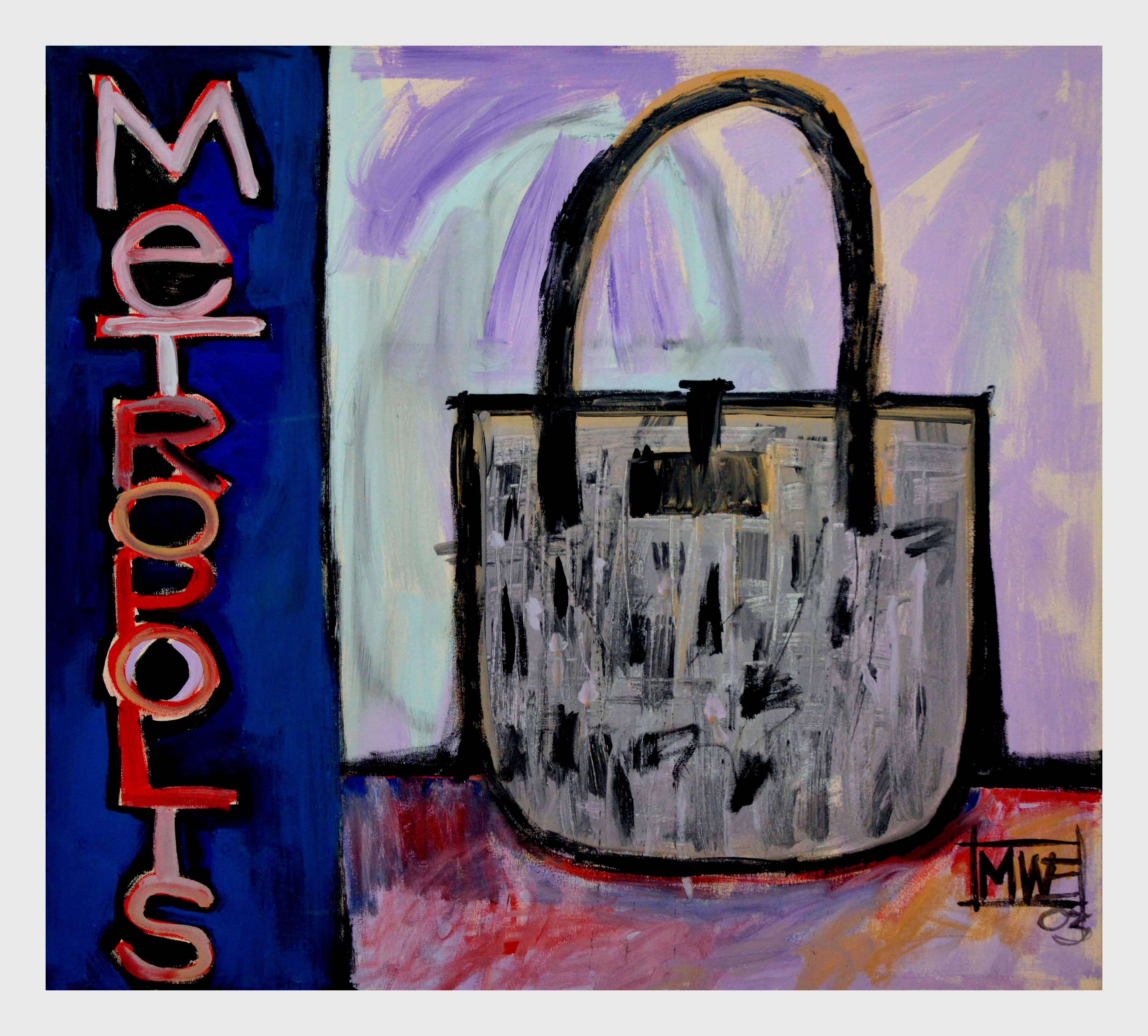 Michael William Eggleston Abstract Painting - Metropolis Handbag, Contemporary Fashion Design Art, 2003