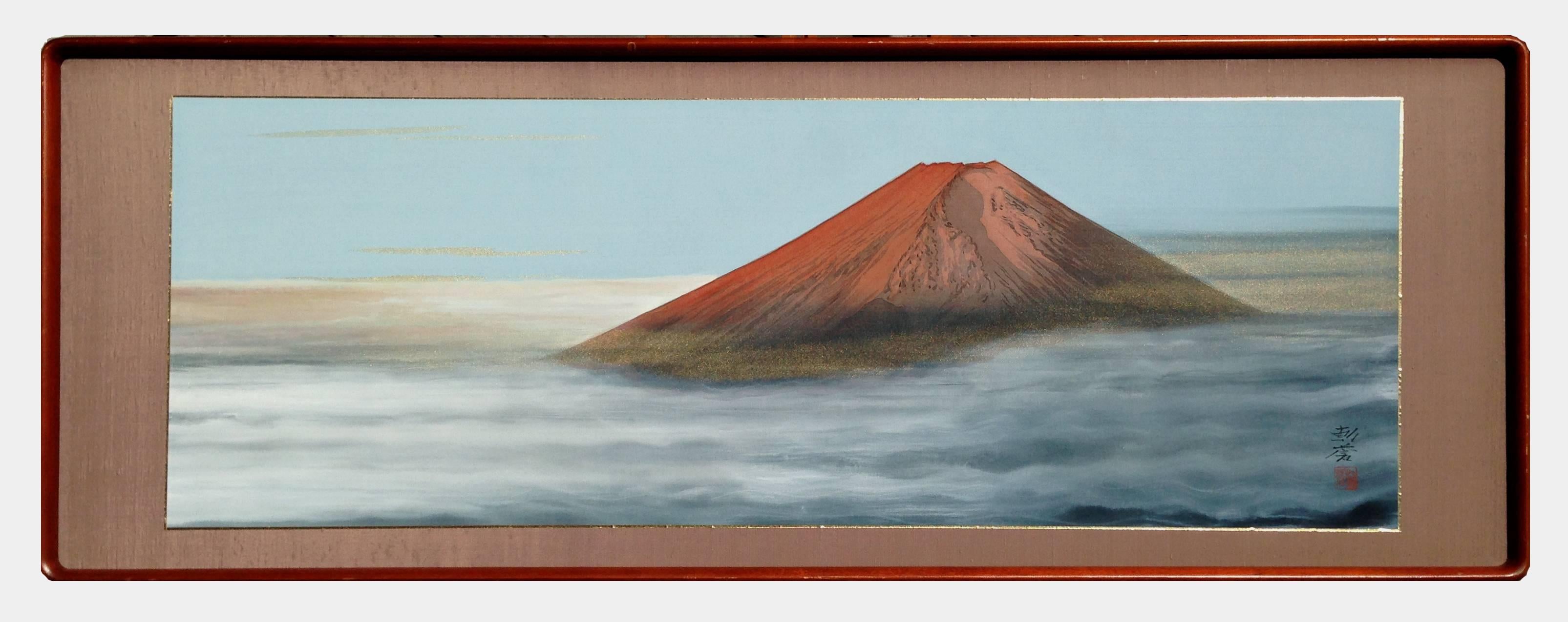 Unknown Landscape Painting - Mid Century Modern Mt. Fuji Landscape