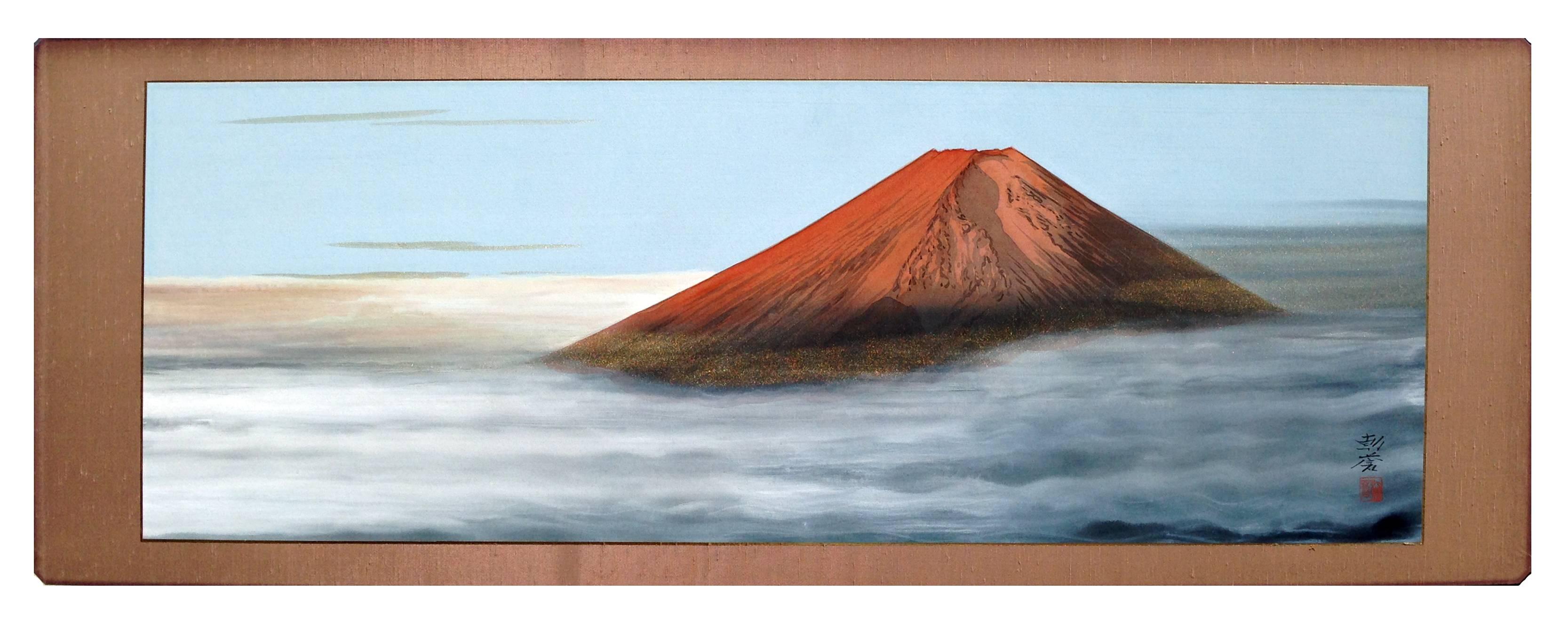 Mid Century Modern Mt. Fuji Landscape - Painting by Unknown