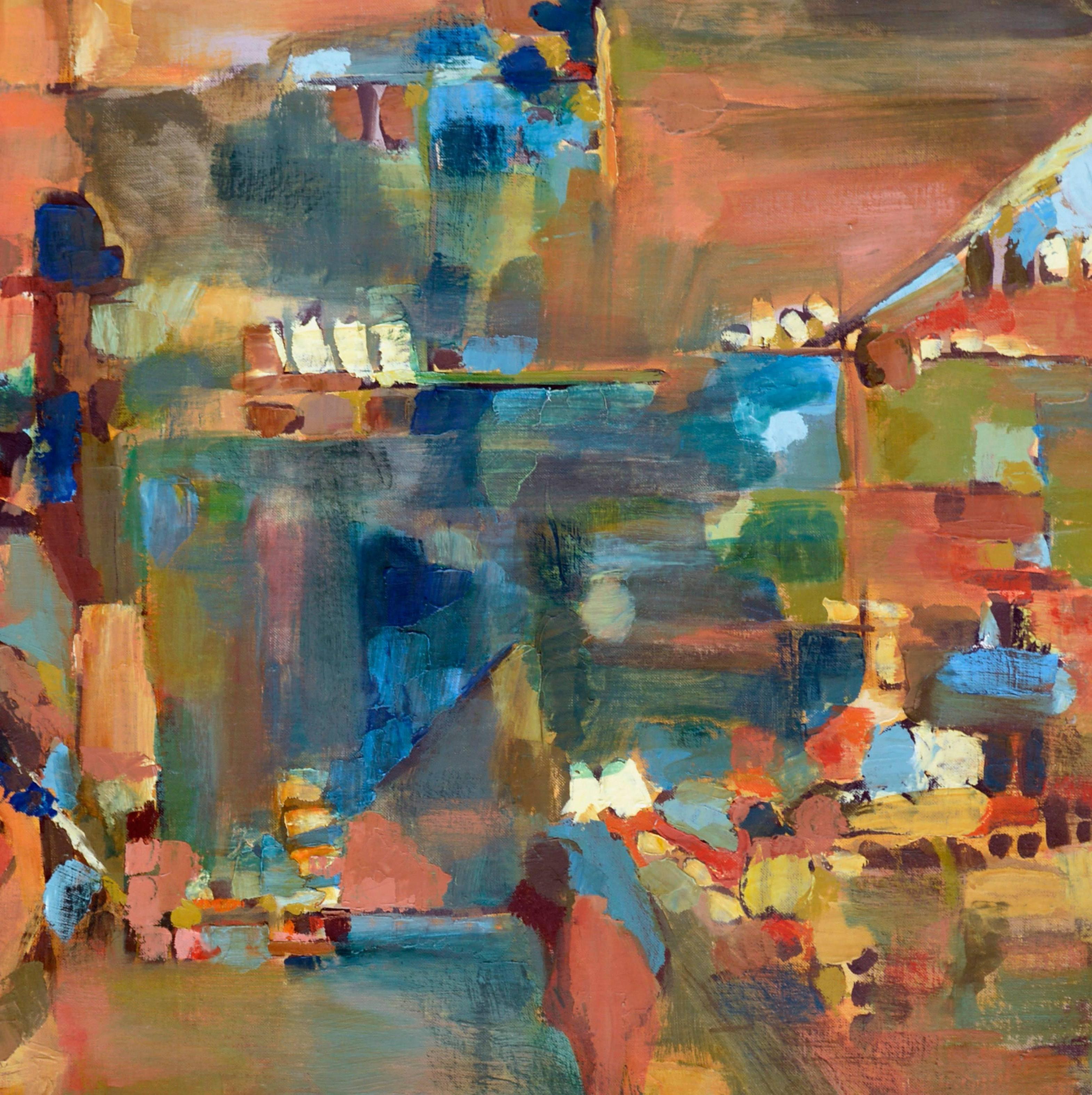 Abstract Expressionism -- Berkeley towards San Francisco - Brown Abstract Painting by Unknown
