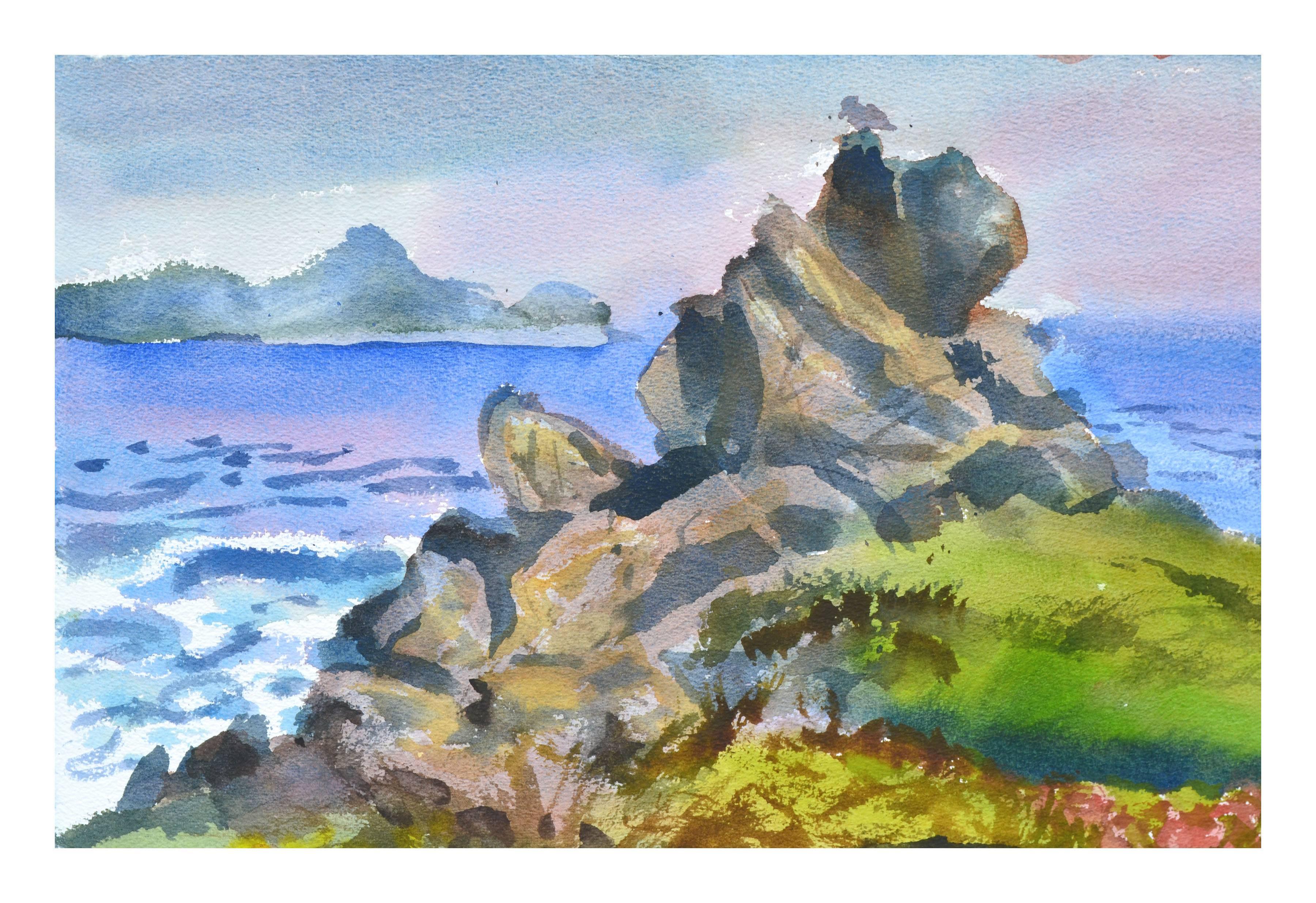 Rocky Point at Point Lobos - Painting by Les Anderson