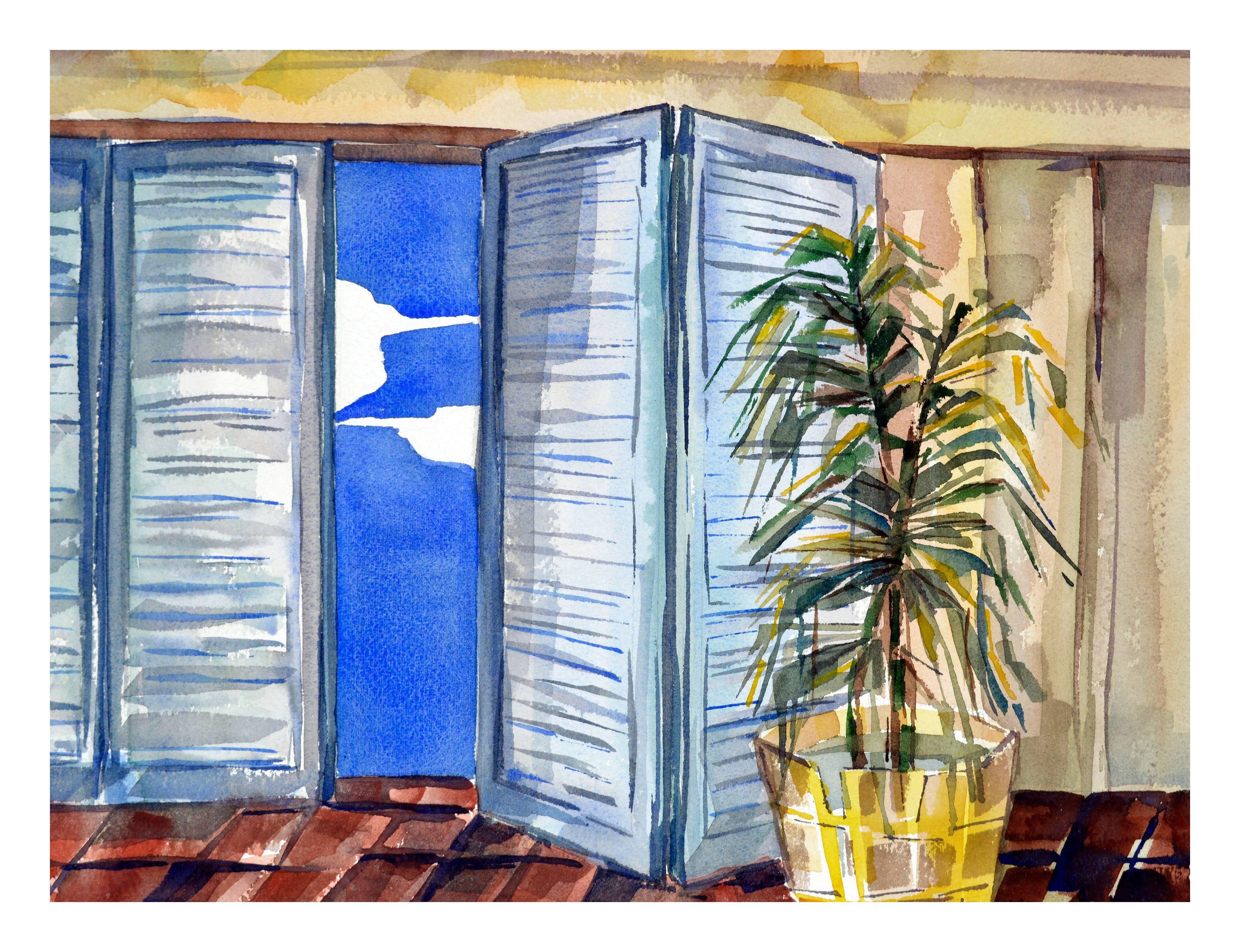 The Patio's Open Door - Painting by Doris Warner