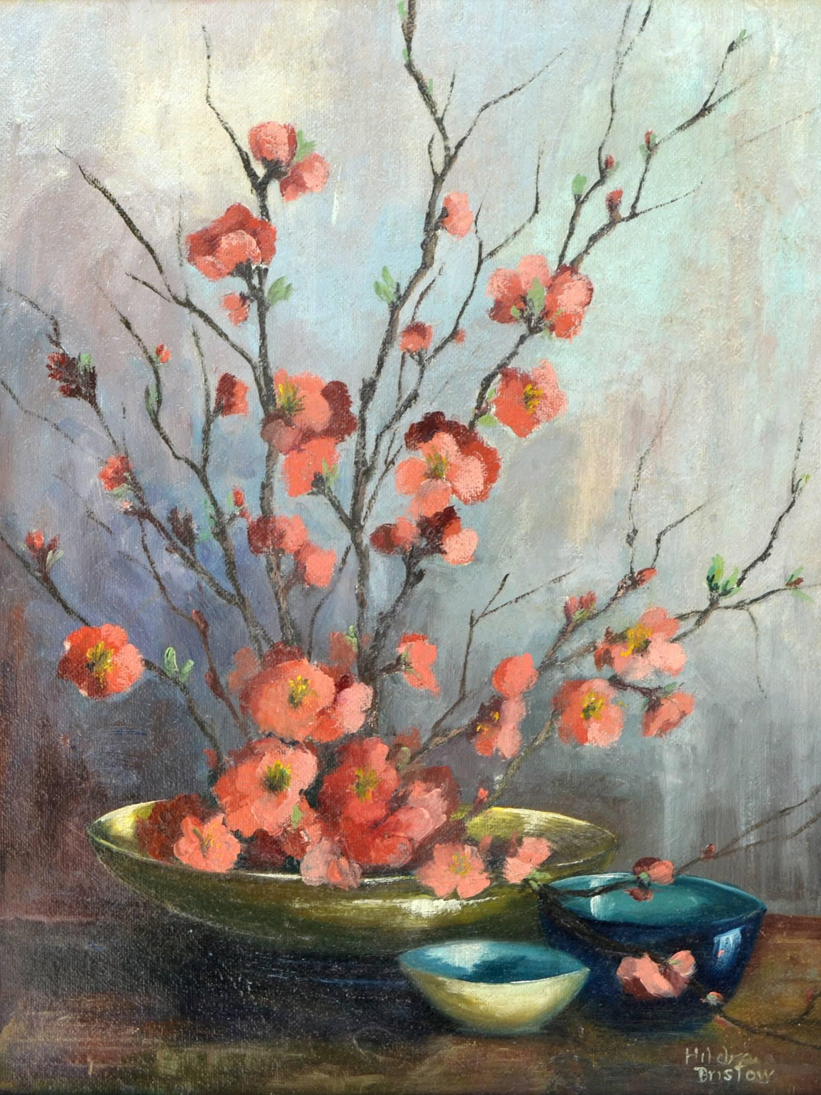 Qunice Blossoms Still Life - Painting by Hilda G. Bristow