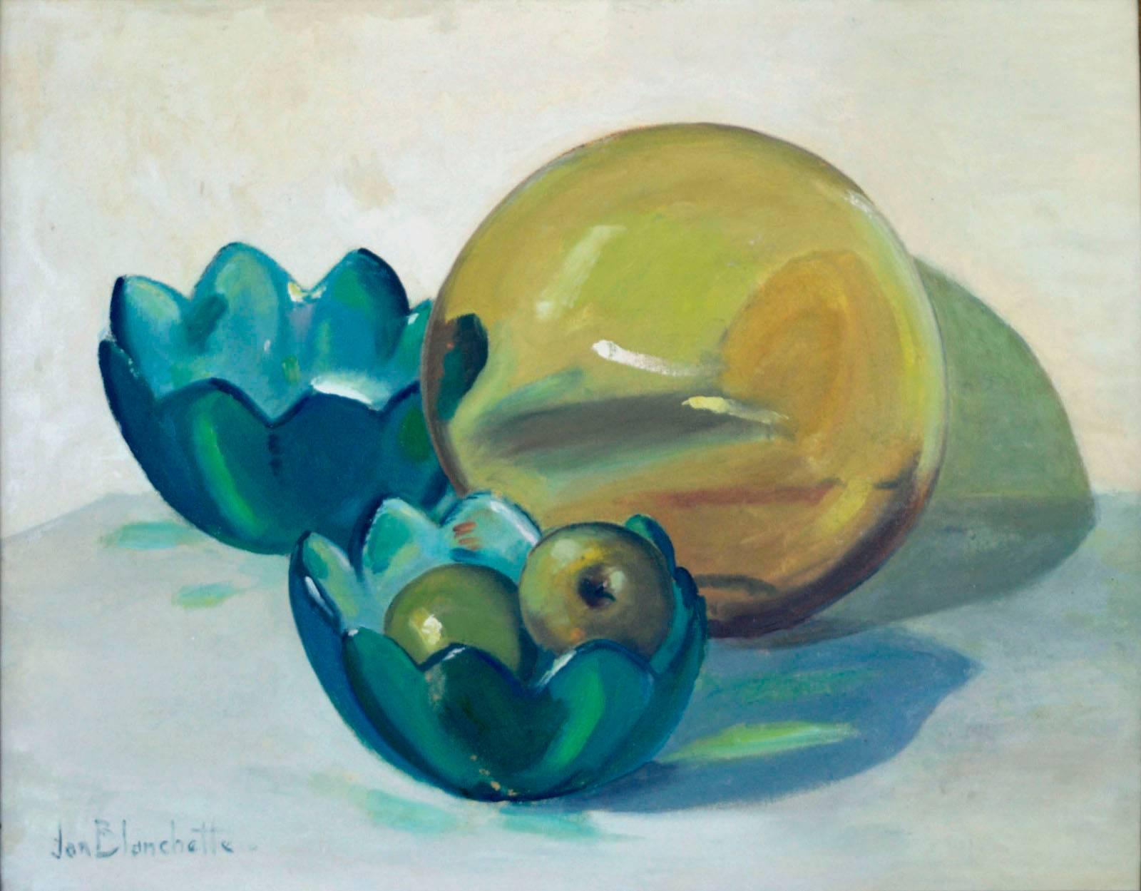 Jon Blanchette Still-Life Painting - Fishing Float and Bowls Still Life