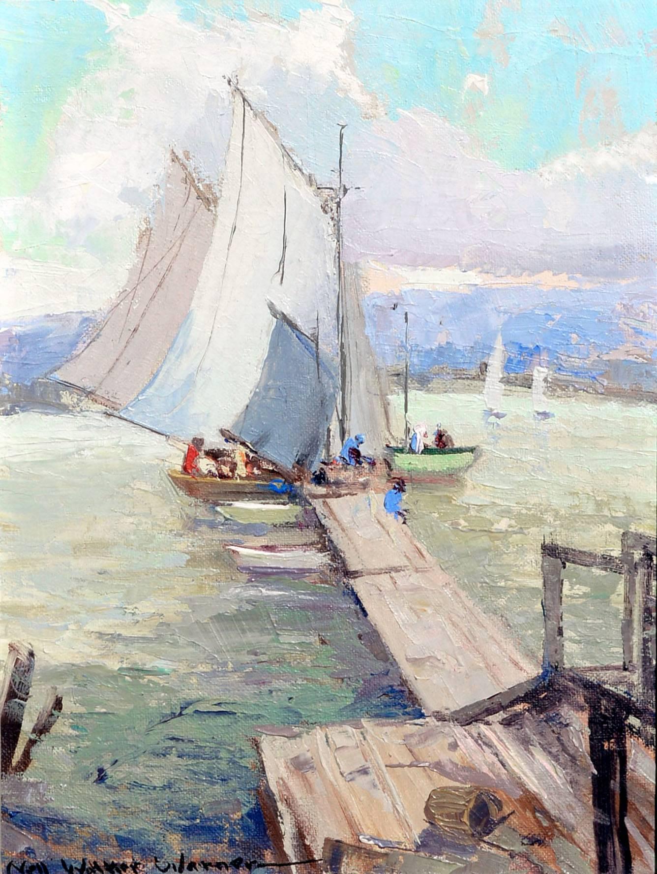 Bickfords Landing, Gloucester Harbor - Painting by Nell Walker Warner