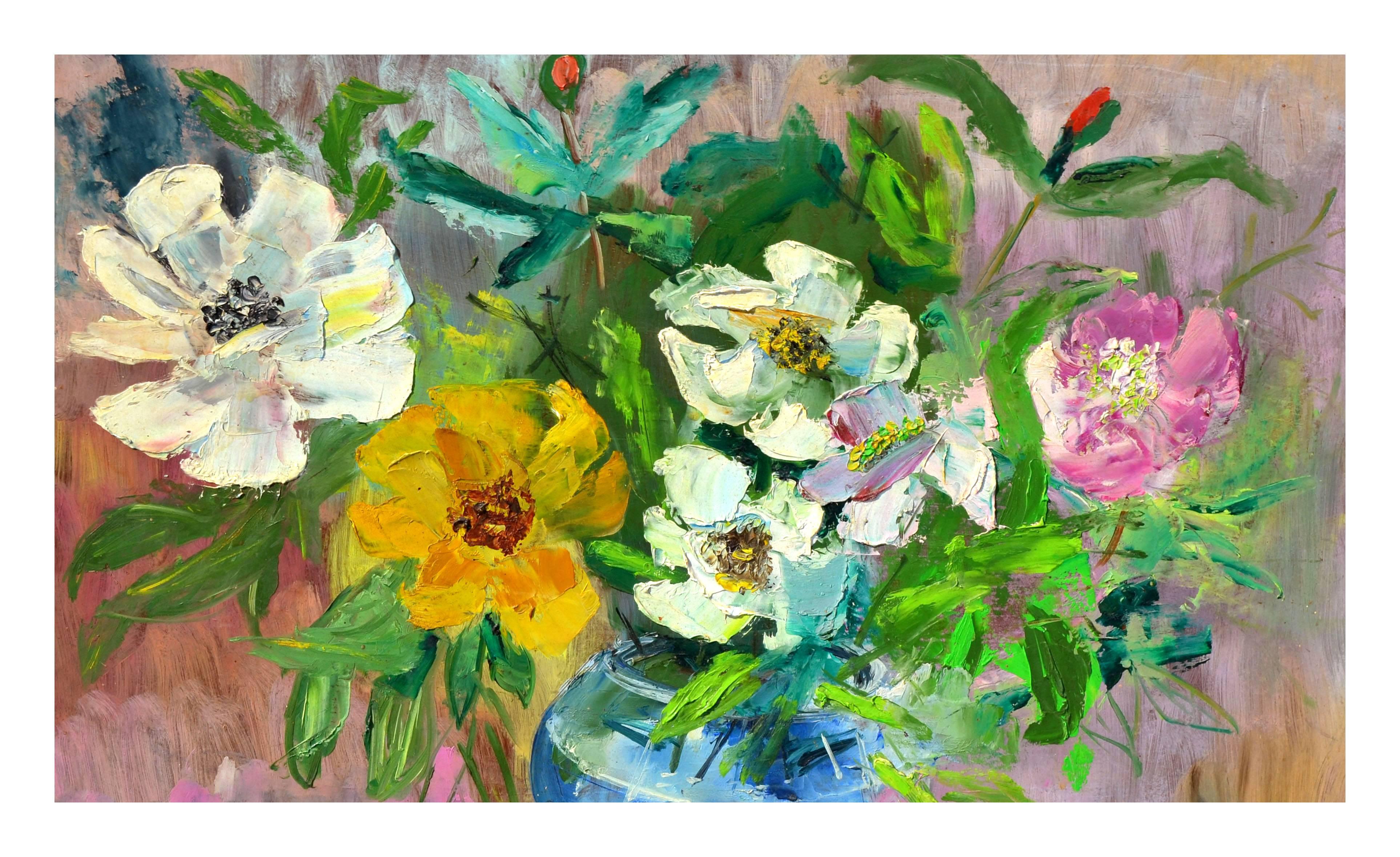 Vibrant Flowers - Painting by Charles Dana Woodmansee