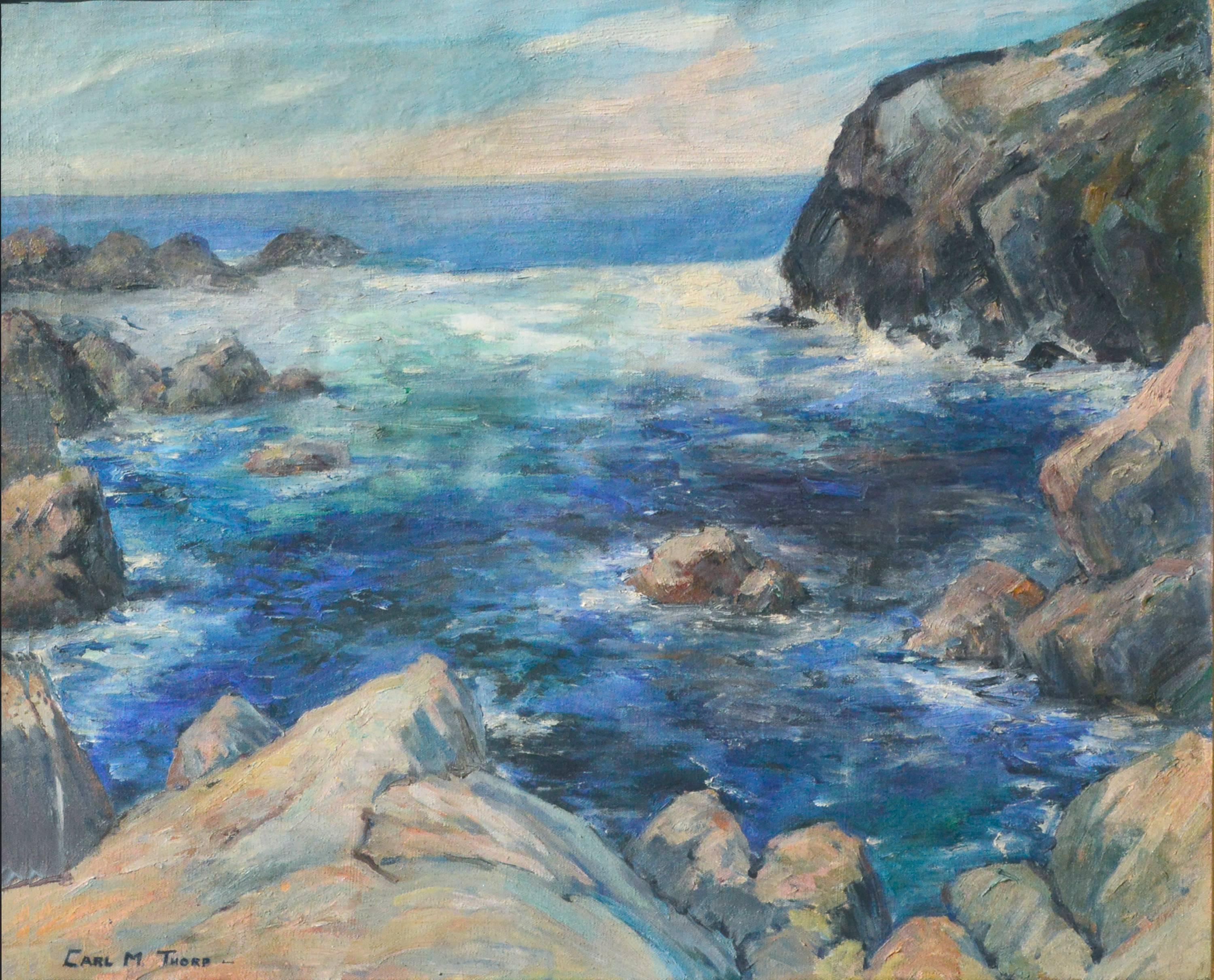 Carmel Seascape - Painting by Carl Thorp