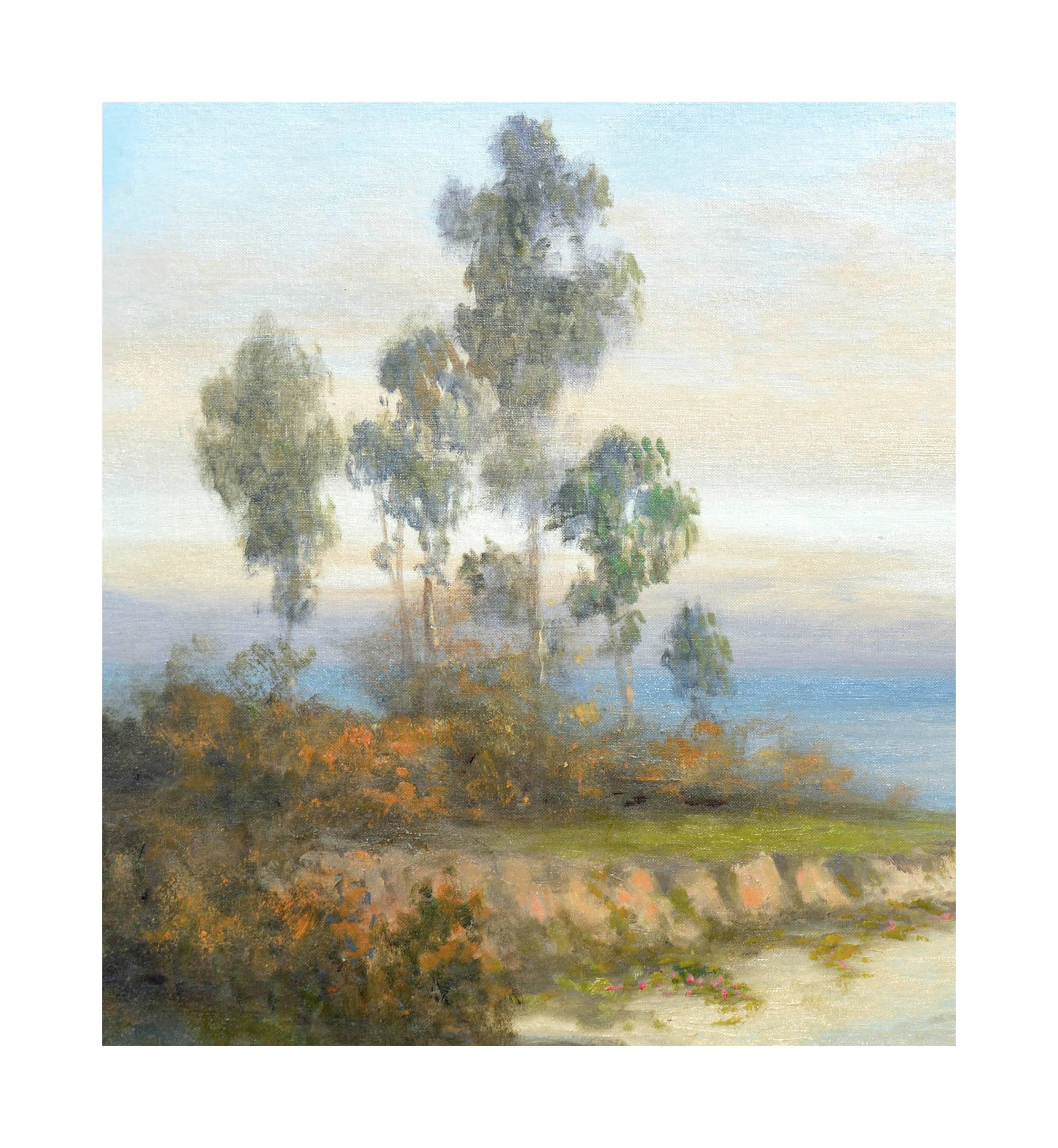 Mid Century Carmel Coast and Eucalyptus Landscape - Painting by Unknown