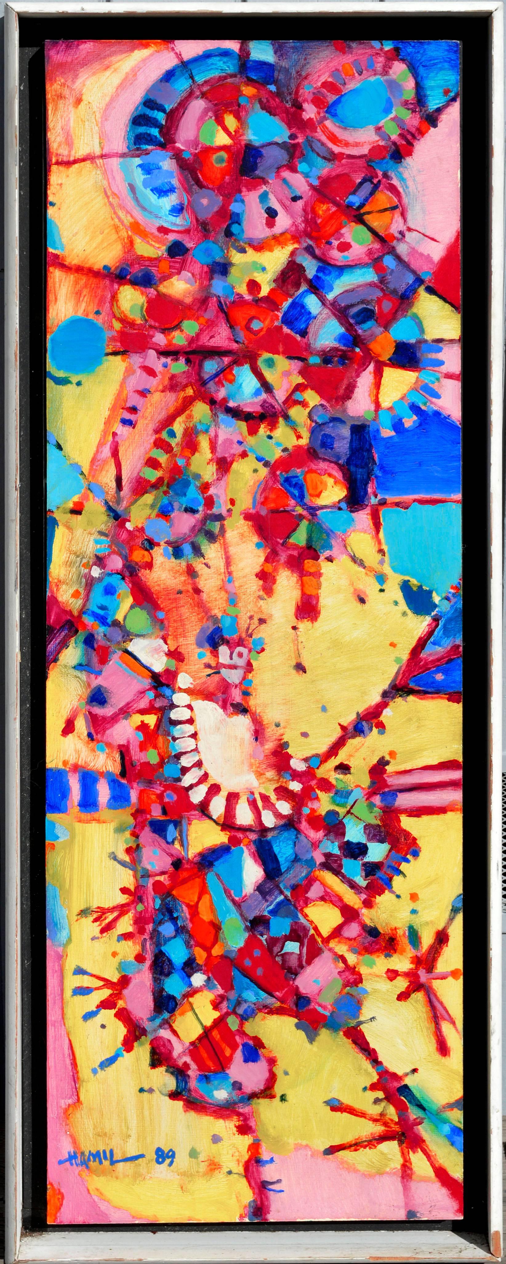 Tom Hamil Abstract Painting - "The Juggler" - Geometric Figurative Abstract Expressionist 