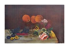 Antique Victorian Floral and Fruit Still Life