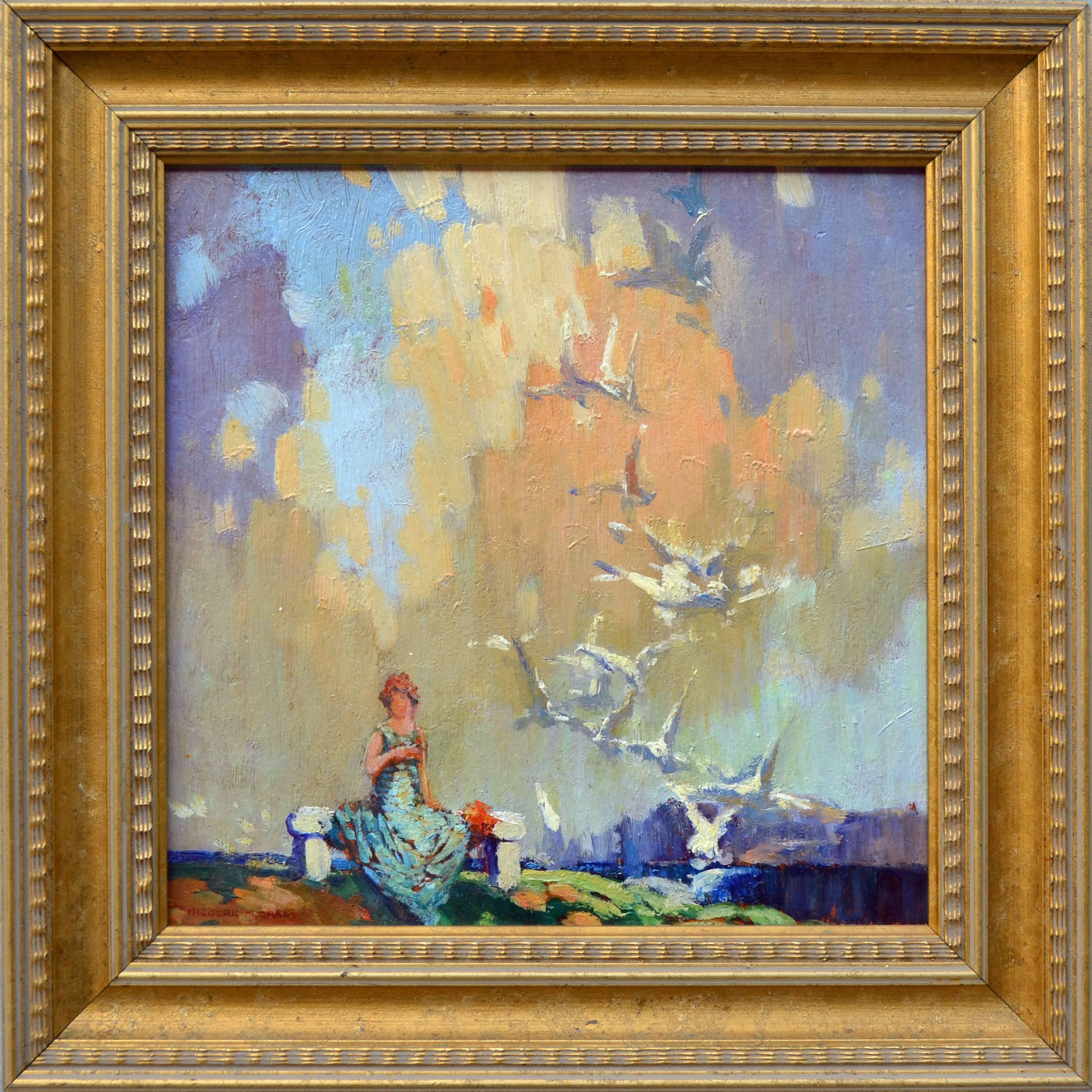 Frederick Milton Grant Figurative Painting - Early 20th Century -- Above the Pacific Coast