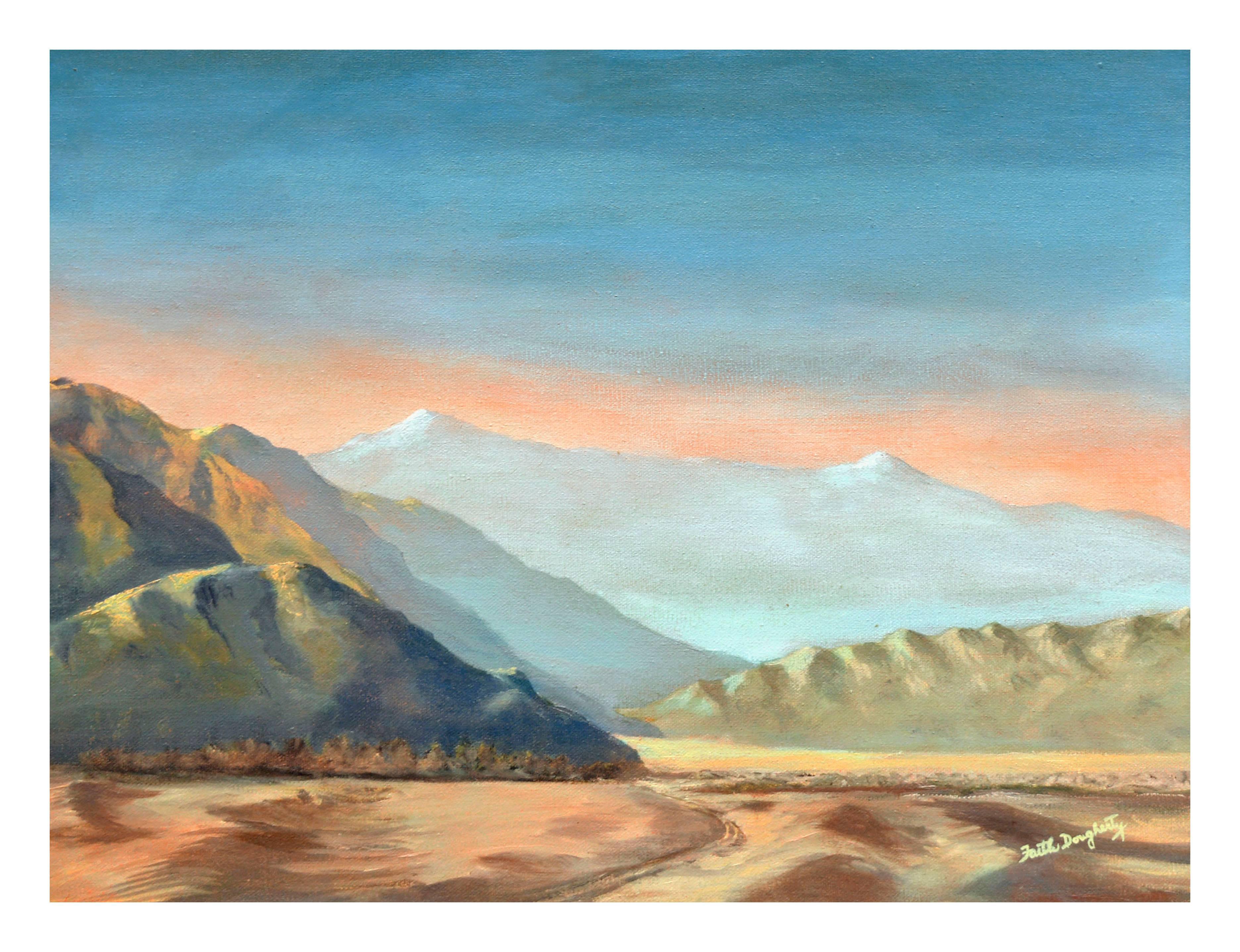 Mid Century Desert Mountain Landscape  - Painting by Faith Dougherty