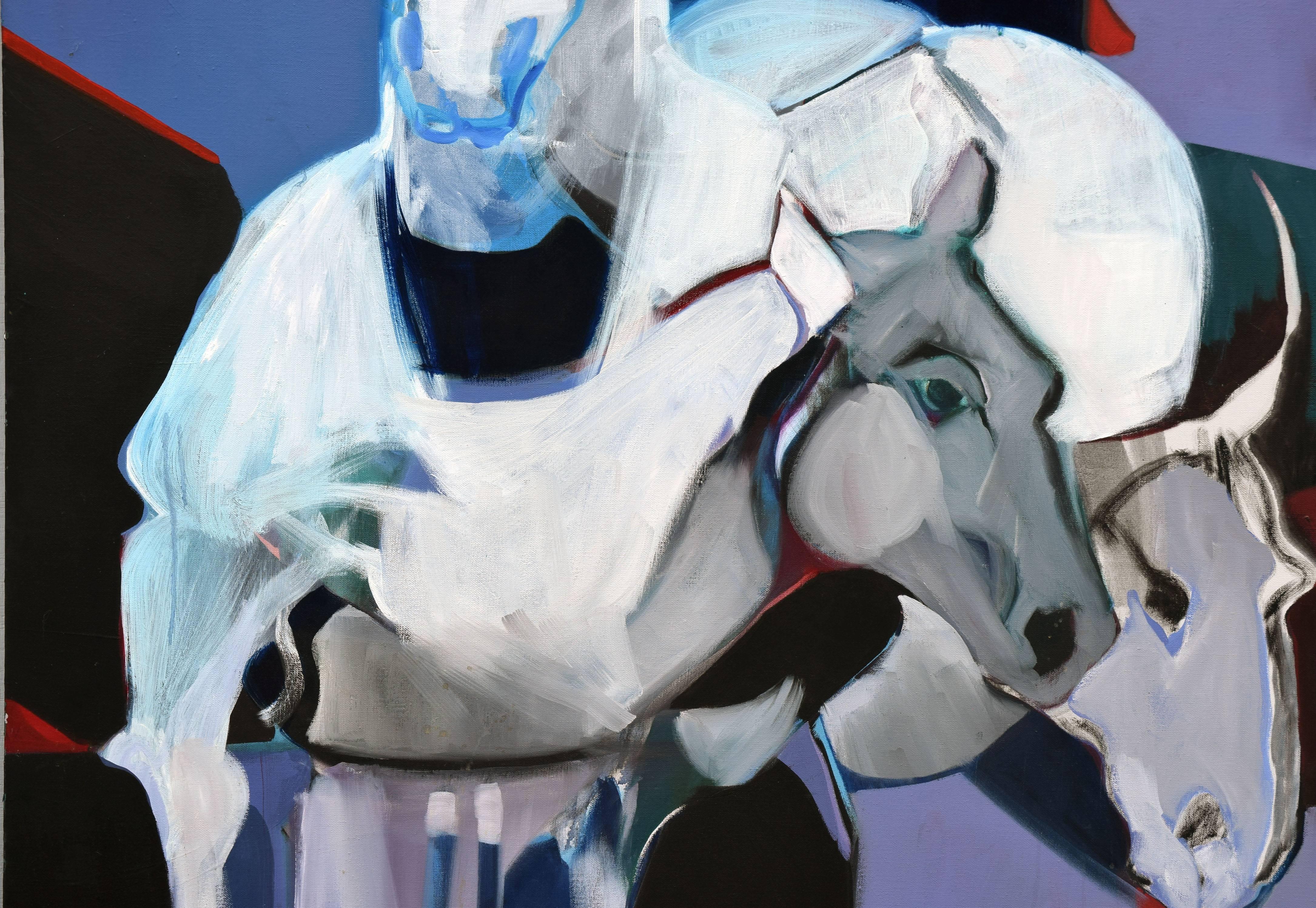 Shaman Horses Figurative - Painting by Marie Sarni