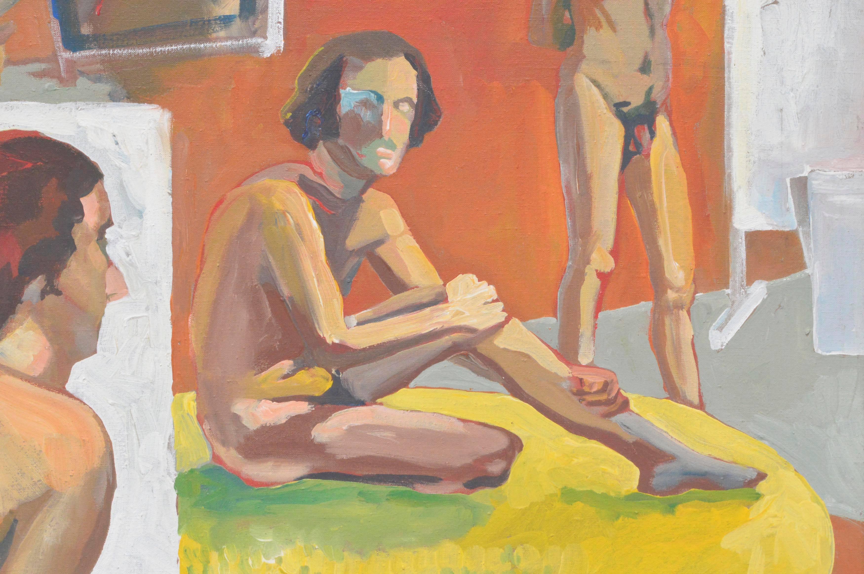 Berkeley School -- Male Dancer Figurative - Expressionist Painting by Patricia Gren Hayes