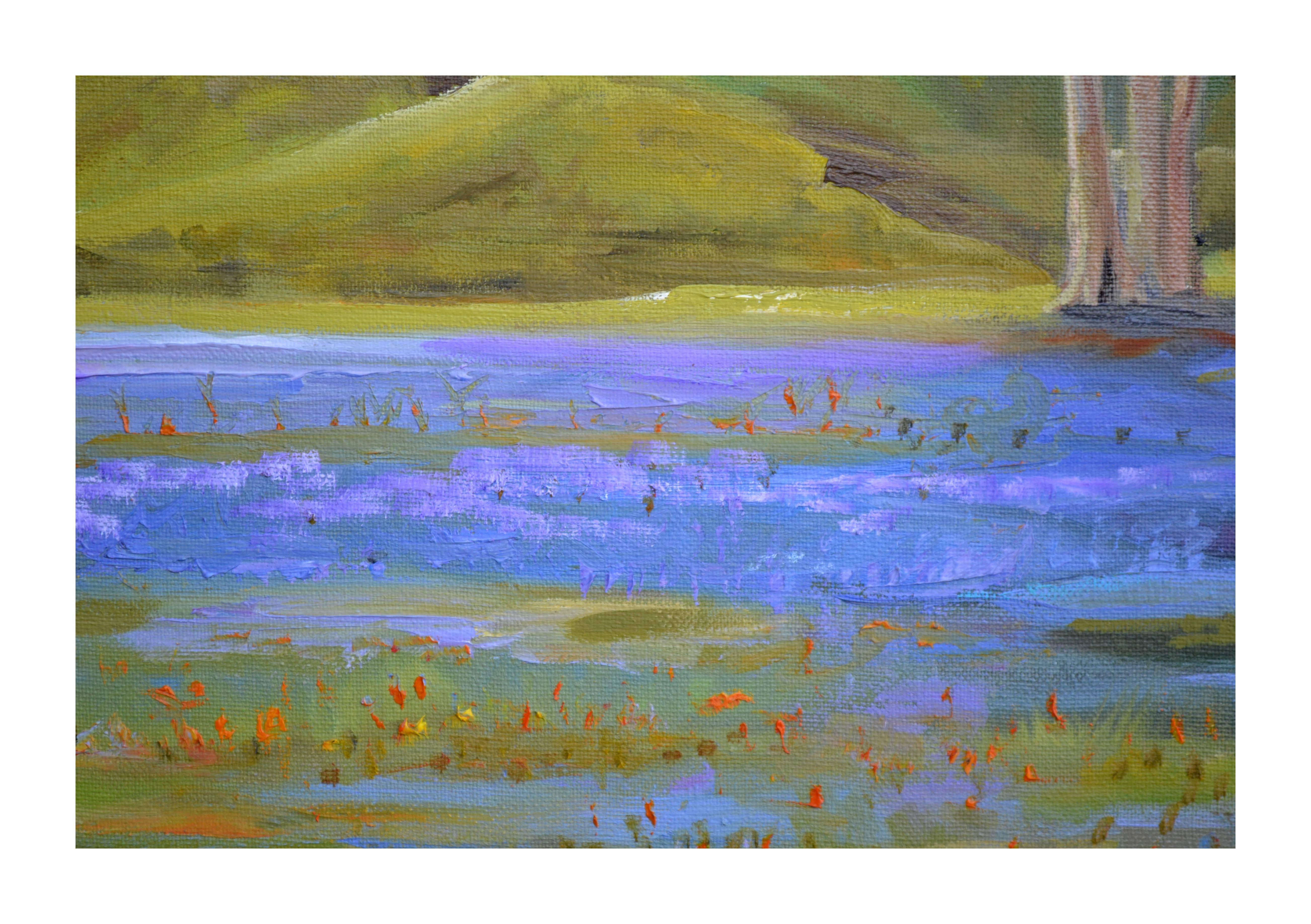 Kalifornien Lupine-Fächer - Landschaft mit Wildblumen  – Painting von Kathleen Murray