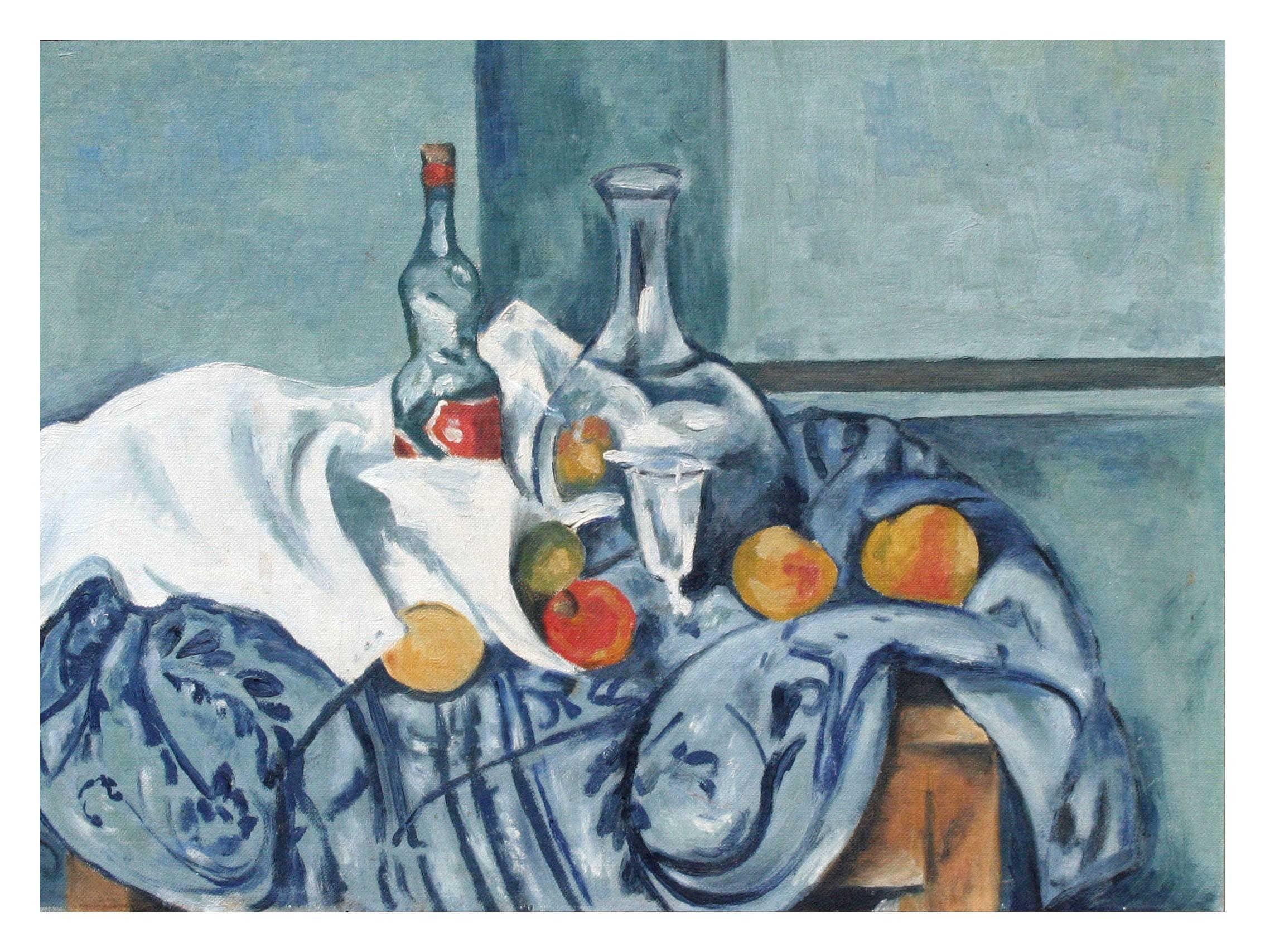 Still Life, Style of Cezanne - Painting by Unknown
