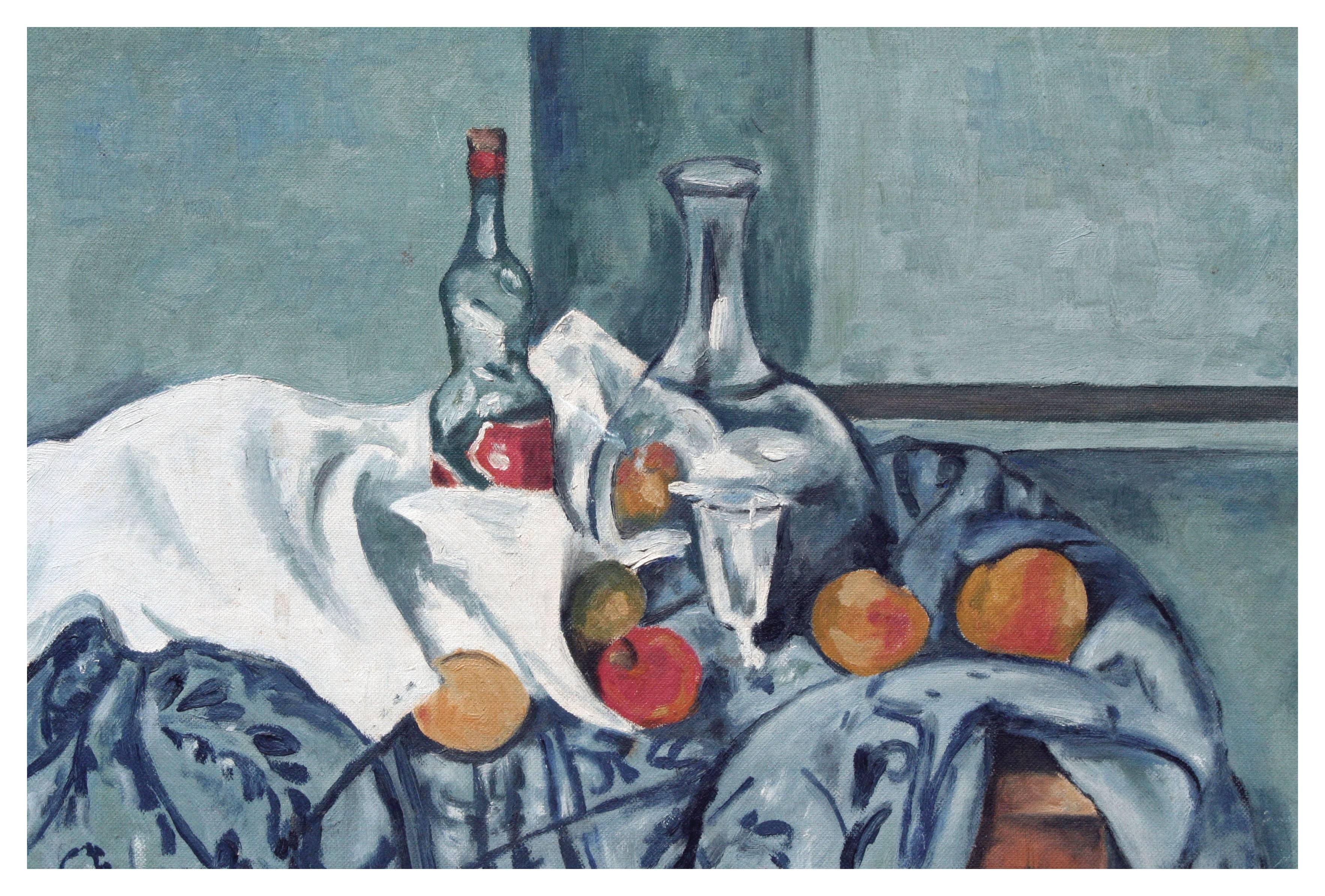 Still Life, Style of Cezanne - American Impressionist Painting by Unknown