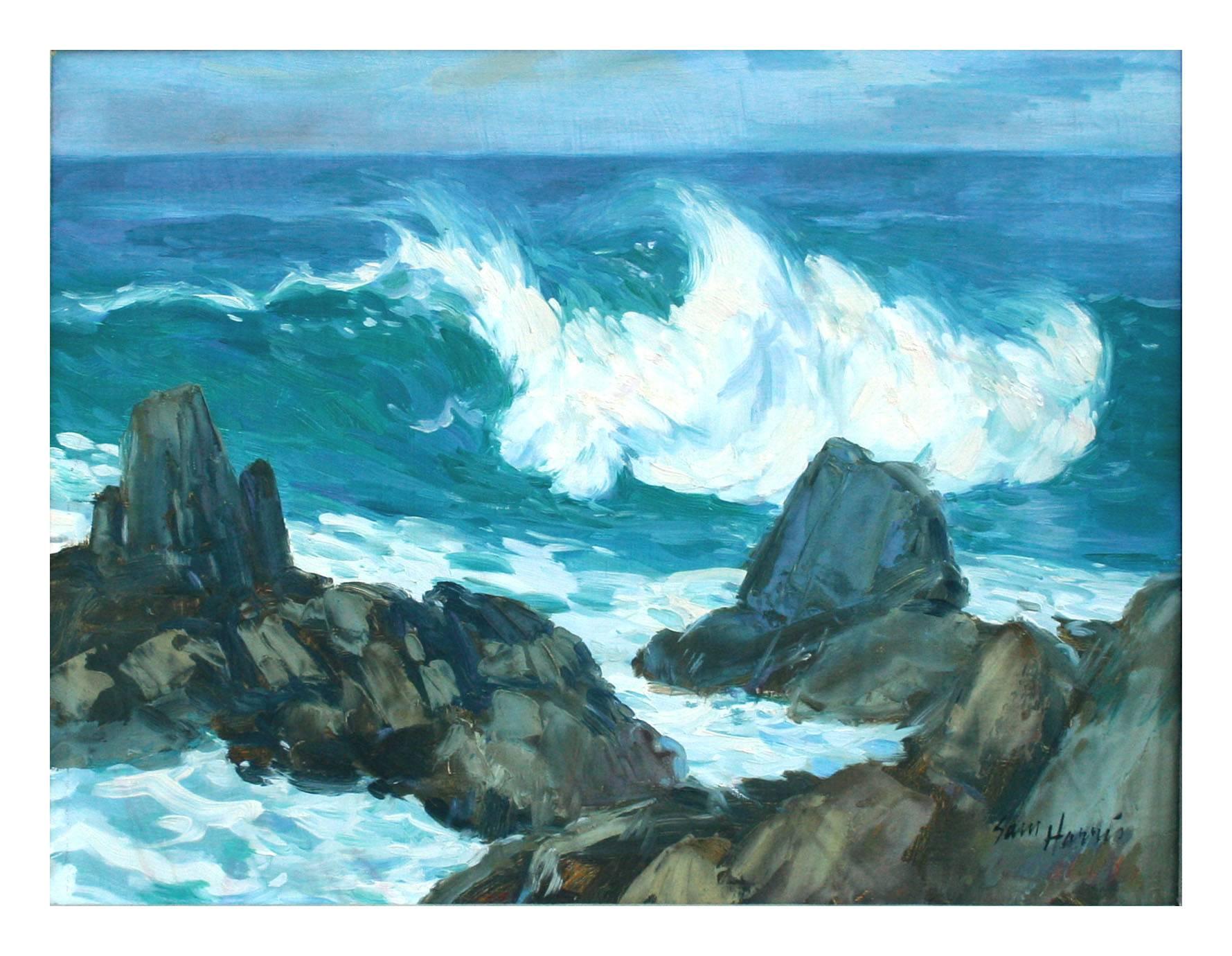 Big Surf at Carmel - Painting by Sam Hugh Harris